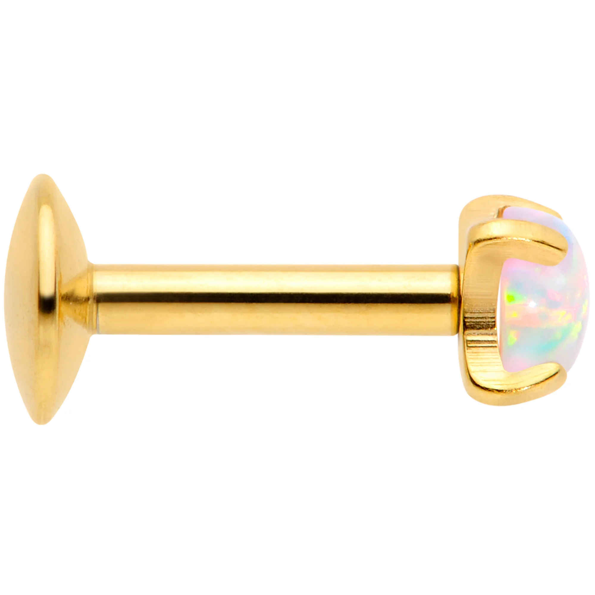 16G 1/4 3mm Syn Opal Gold G23 Titanium Internal Thread Labret - Image 2