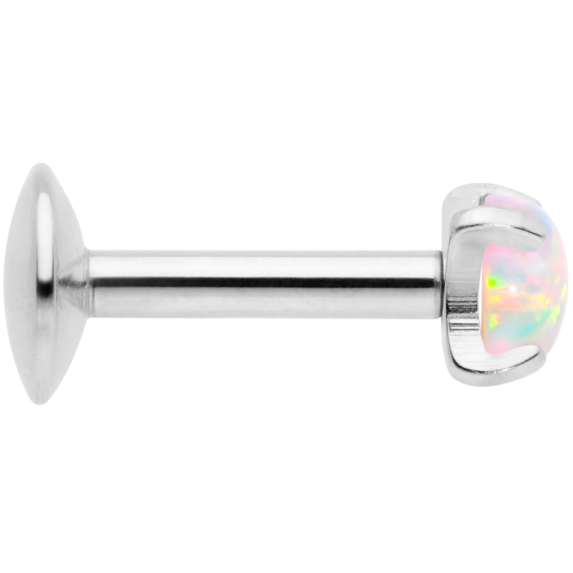 16G 1/4 3mm White Syn Opal G23 Titanium Internal Thread Labret - Image 2