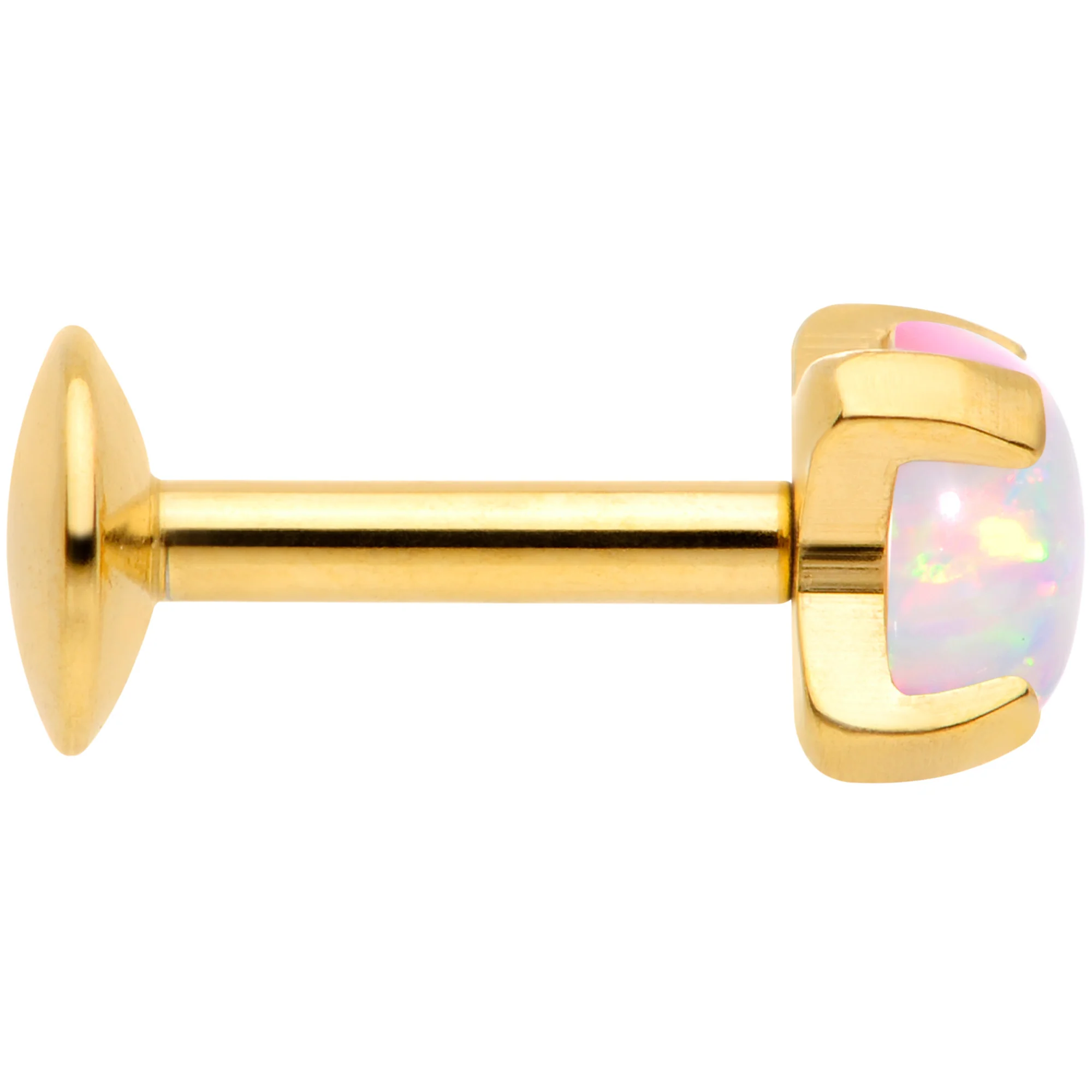 16G 1/4 4mm Syn Opal Gold G23 Titanium Internal Thread Labret - Image 2
