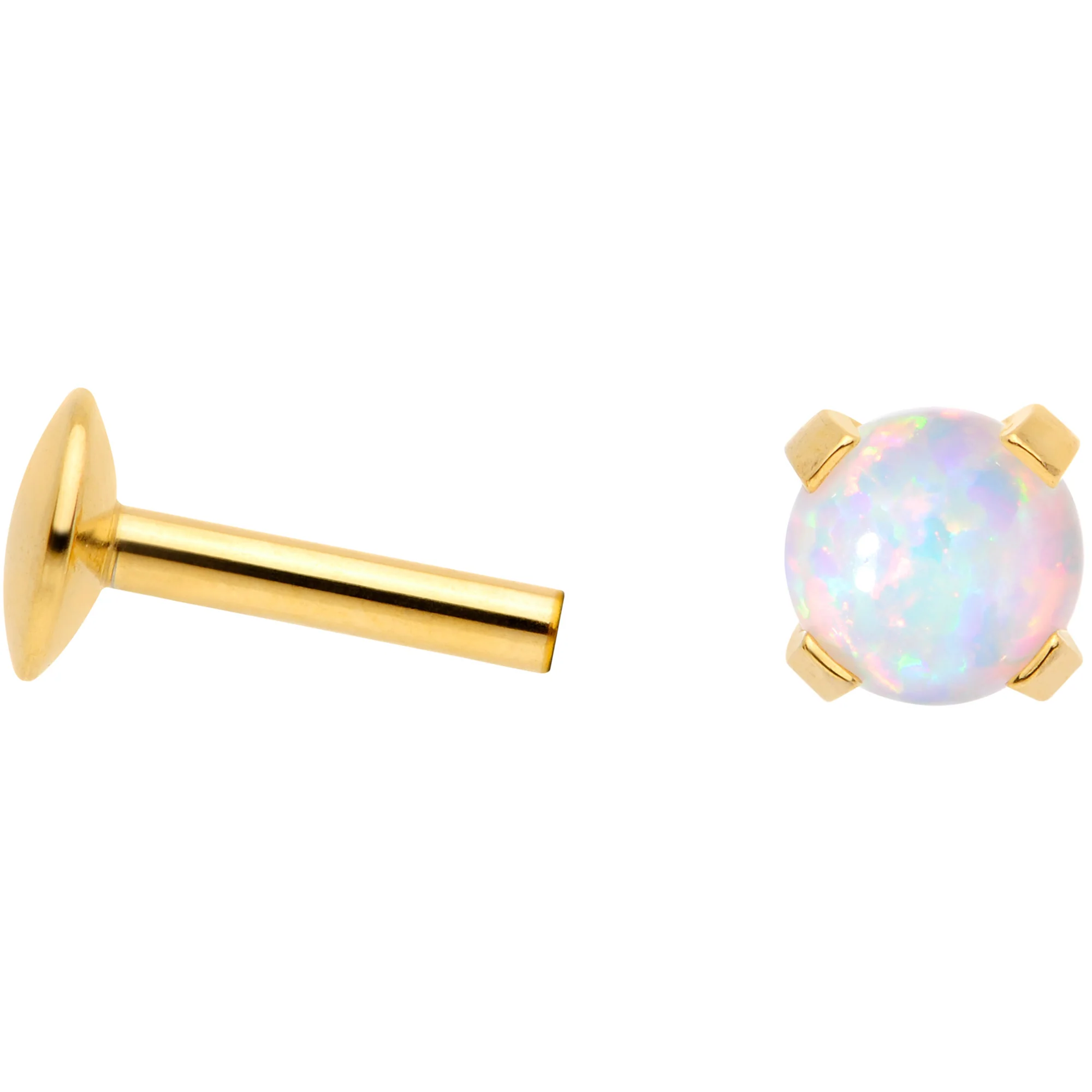 16G 1/4 4mm Syn Opal Gold G23 Titanium Internal Thread Labret - Image 4