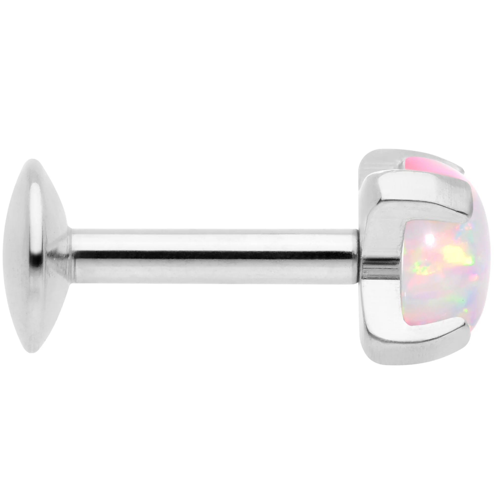 16G 1/4 4mm White Syn Opal G23 Titanium Internal Thread Labret - Image 3