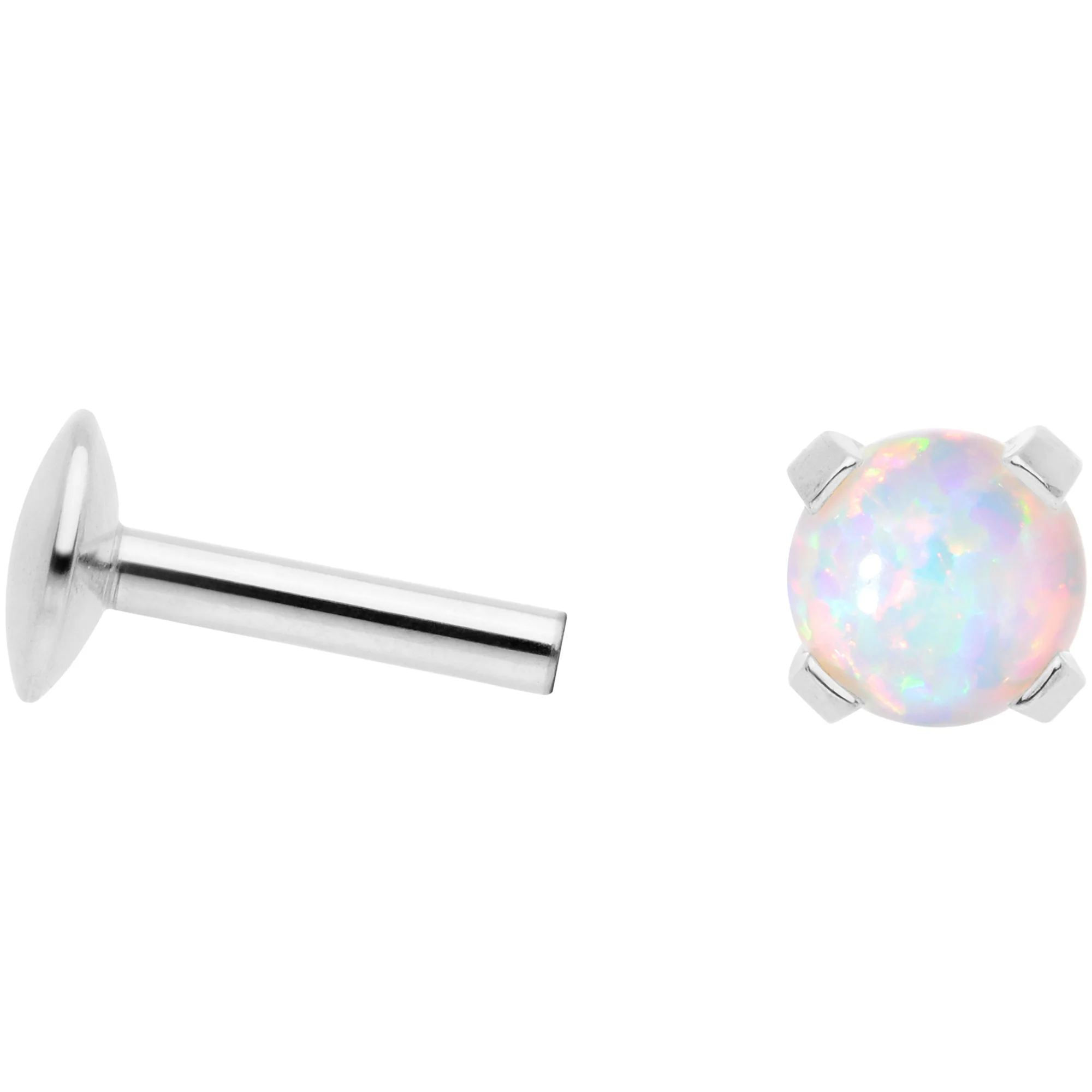 16G 1/4 4mm White Syn Opal G23 Titanium Internal Thread Labret - Image 5
