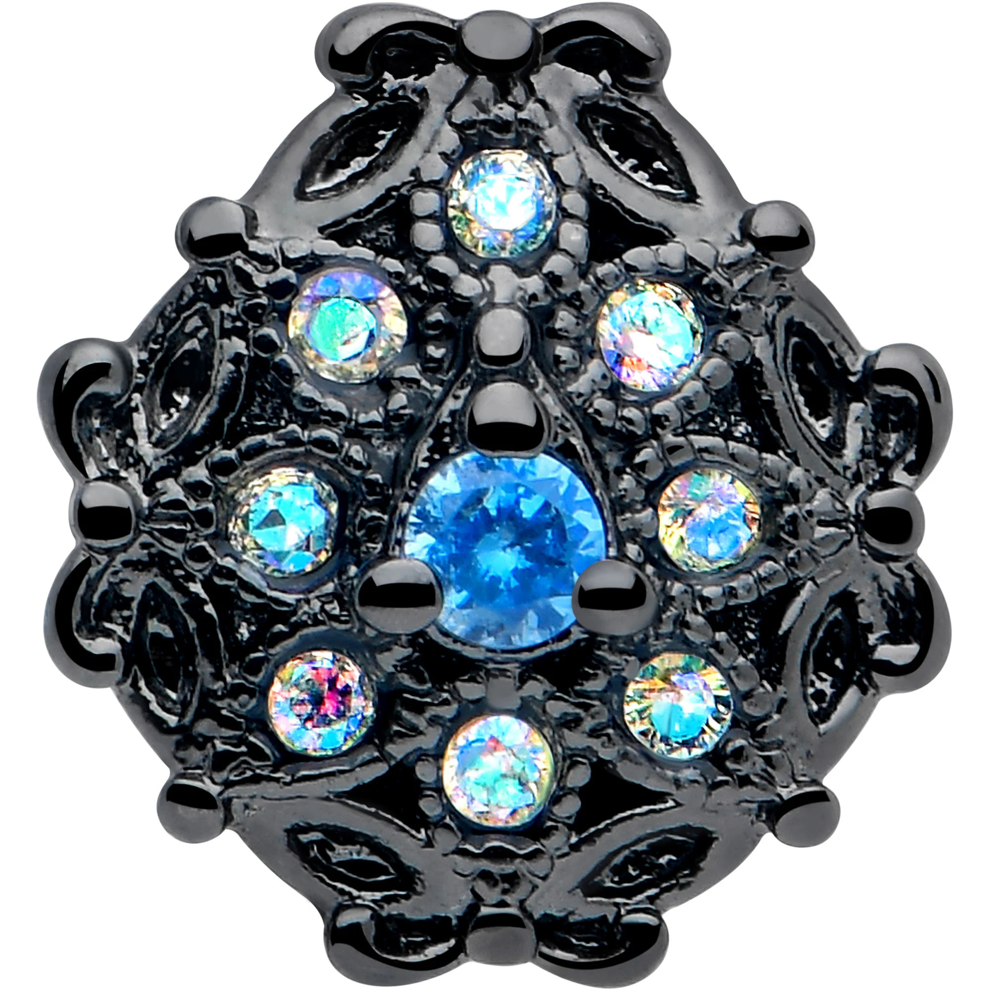 16G 1/4 Aurora Gem Black Night Blossom Cartilage Tragus Earring - Image 3