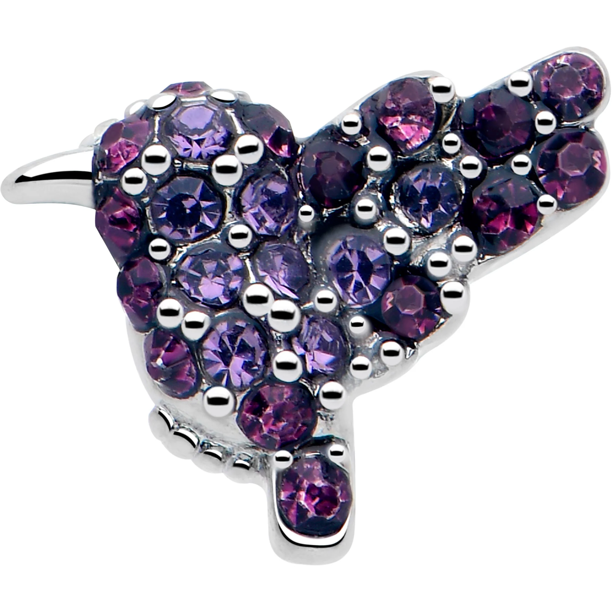 16G 1/4 Purple Gem Hummingbird Flair Cartilage Labret - Image 3