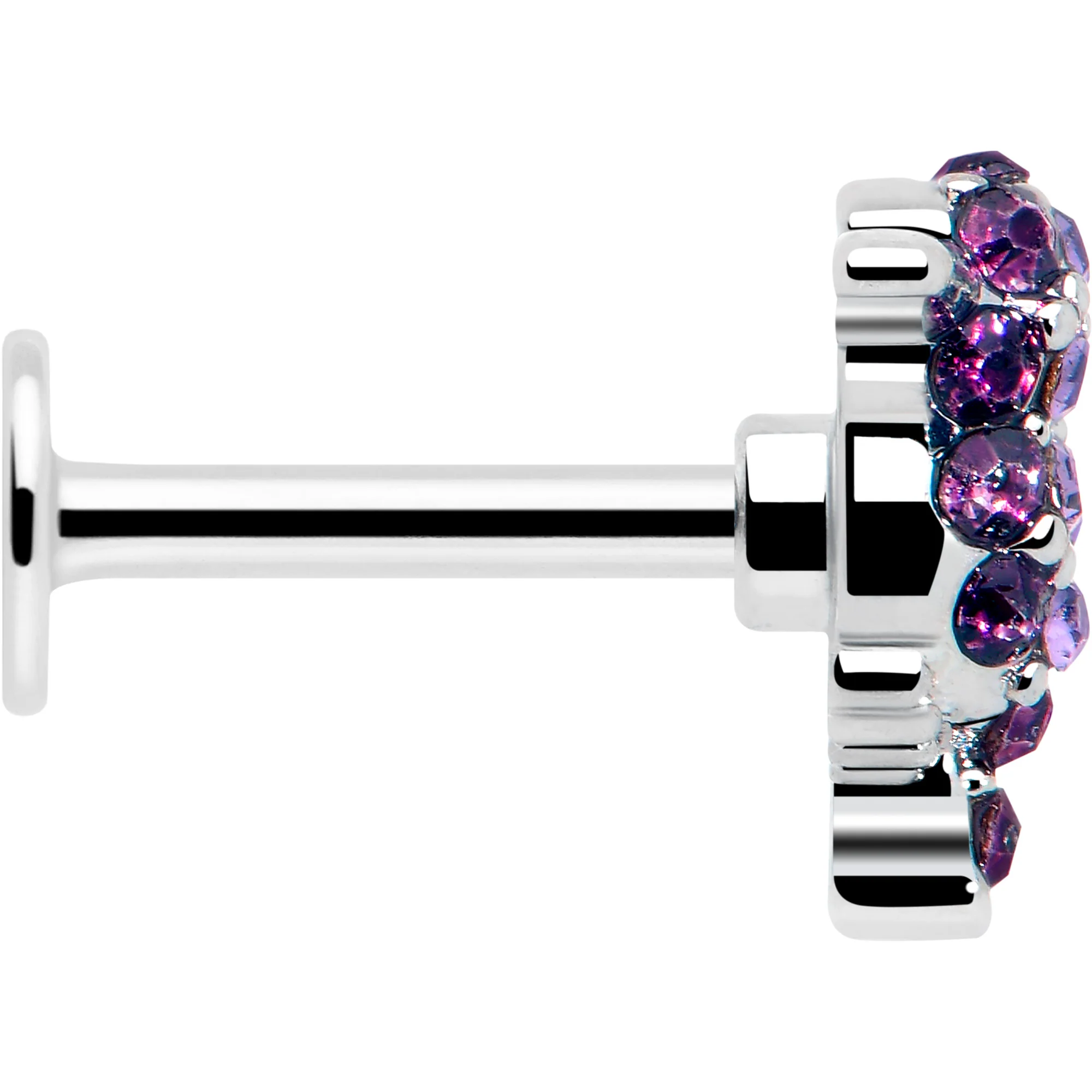 16G 1/4 Purple Gem Hummingbird Flair Cartilage Labret - Image 4