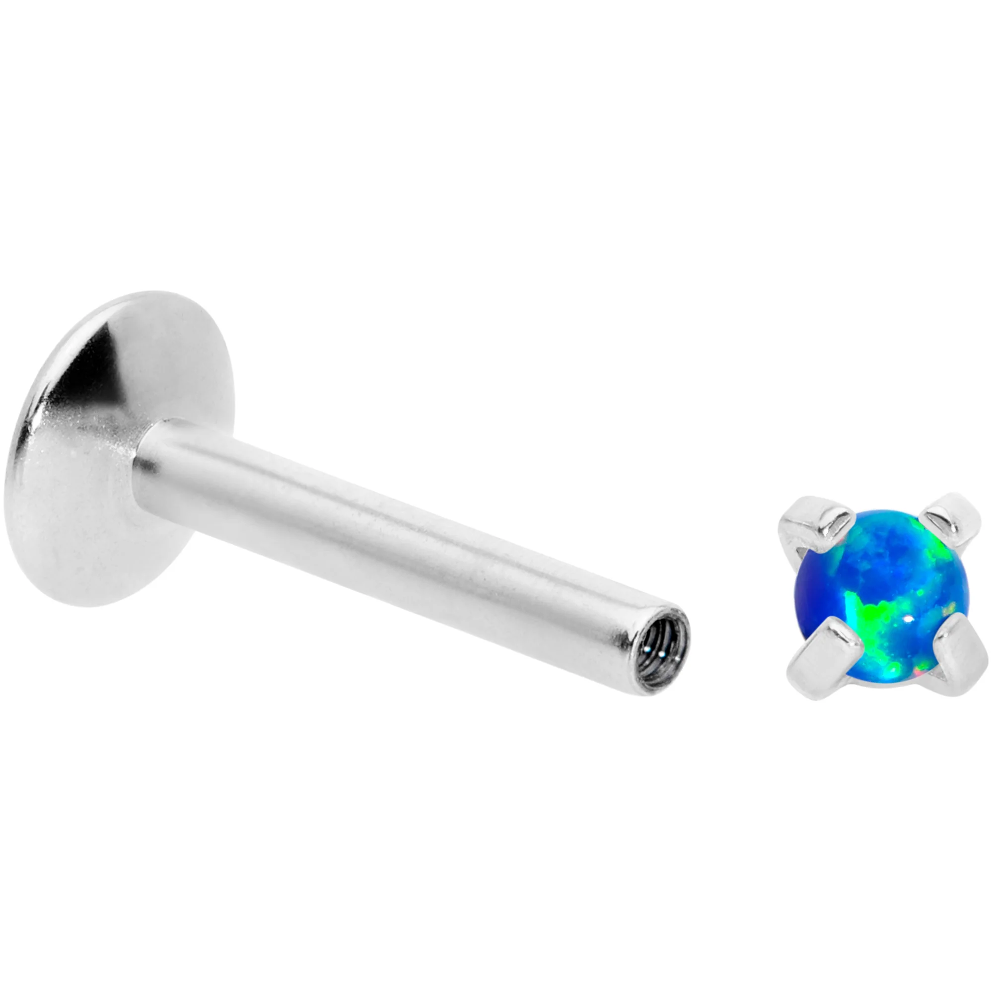 16G 5/16 2mm Blue Syn Opal G23 Titanium Internal Thread Labret - Image 3