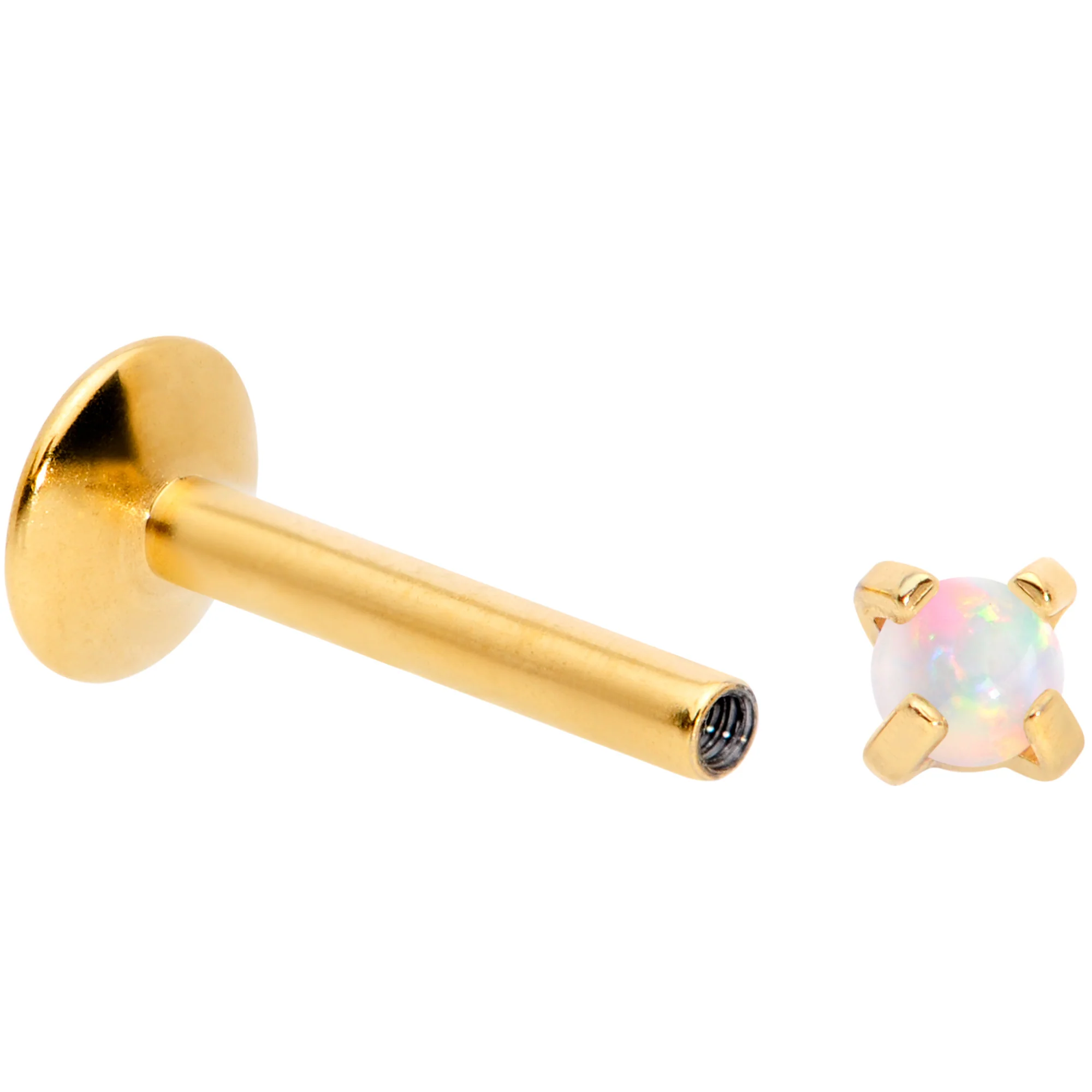 16G 5/16 2mm Syn Opal Gold G23 Titanium Internal Thread Labret - Image 3