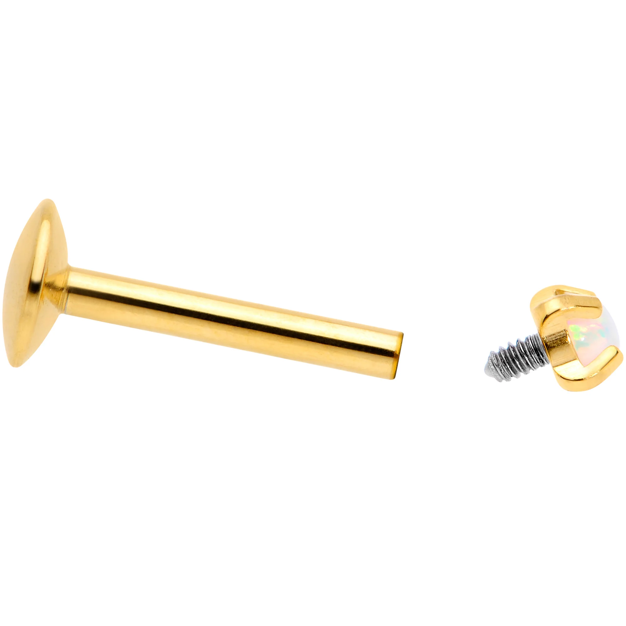 16G 5/16 2mm Syn Opal Gold G23 Titanium Internal Thread Labret - Image 4