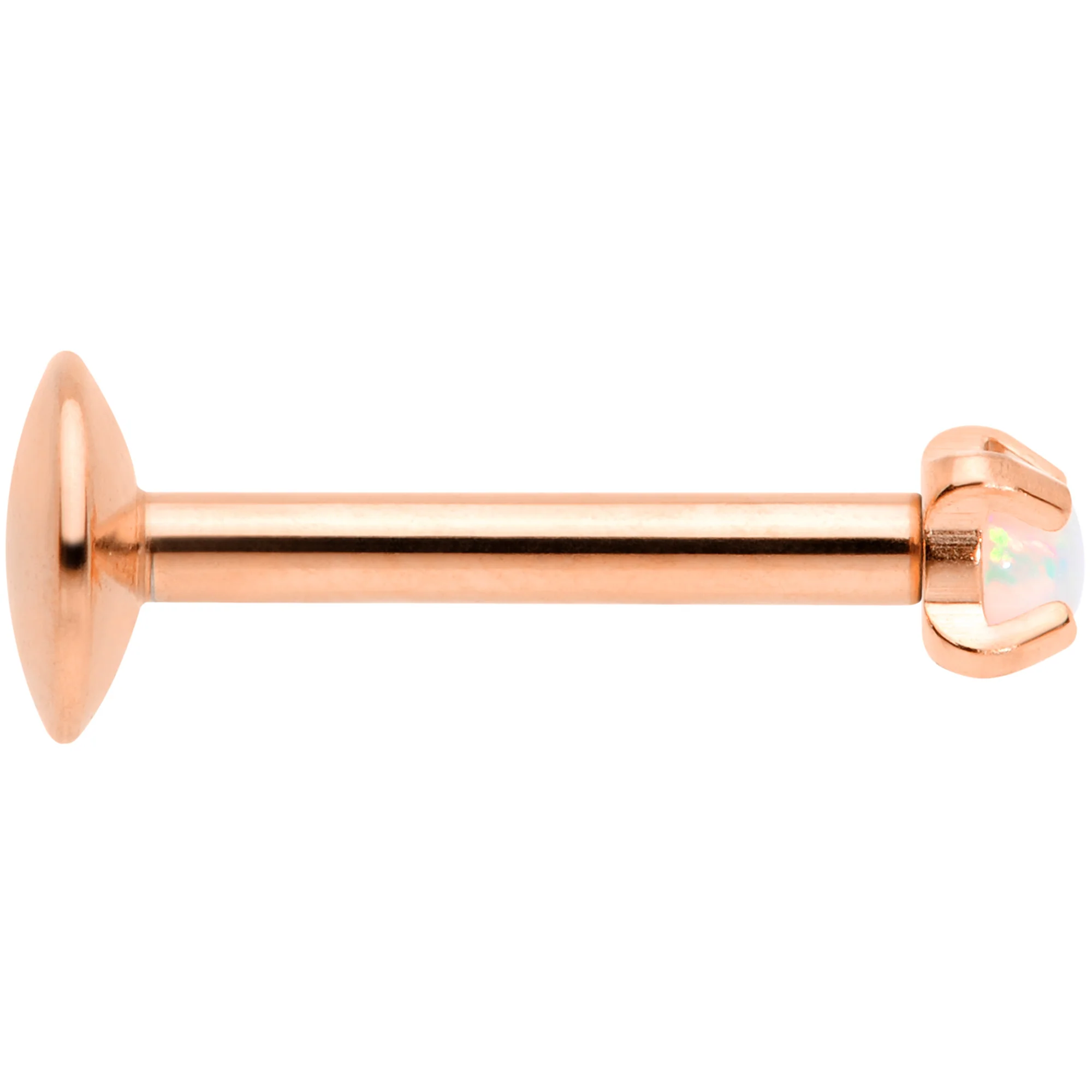 16G 5/16 2mm Syn Opal Rose Gold G23 Titanium Internal Thread Labret - Image 2