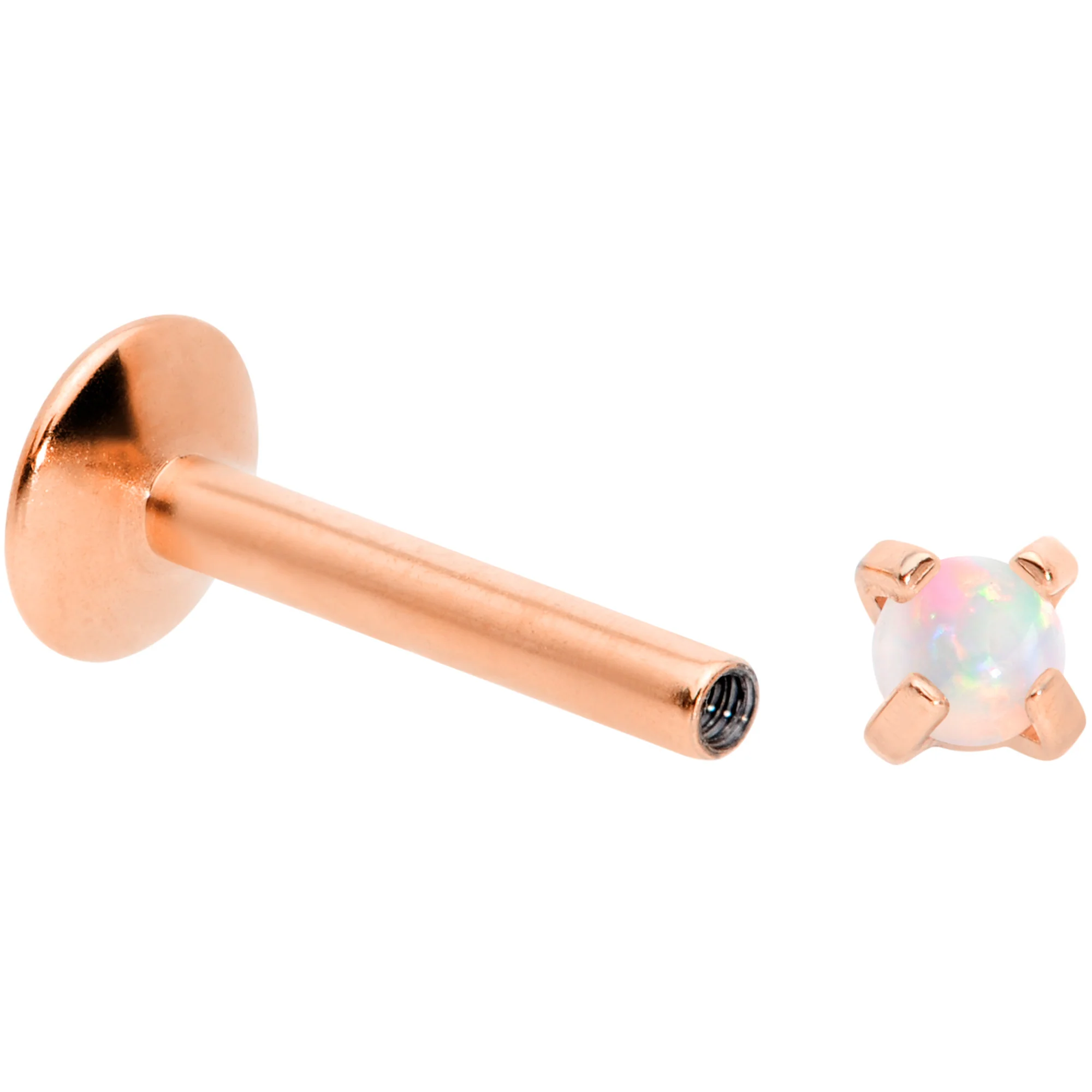 16G 5/16 2mm Syn Opal Rose Gold G23 Titanium Internal Thread Labret - Image 3