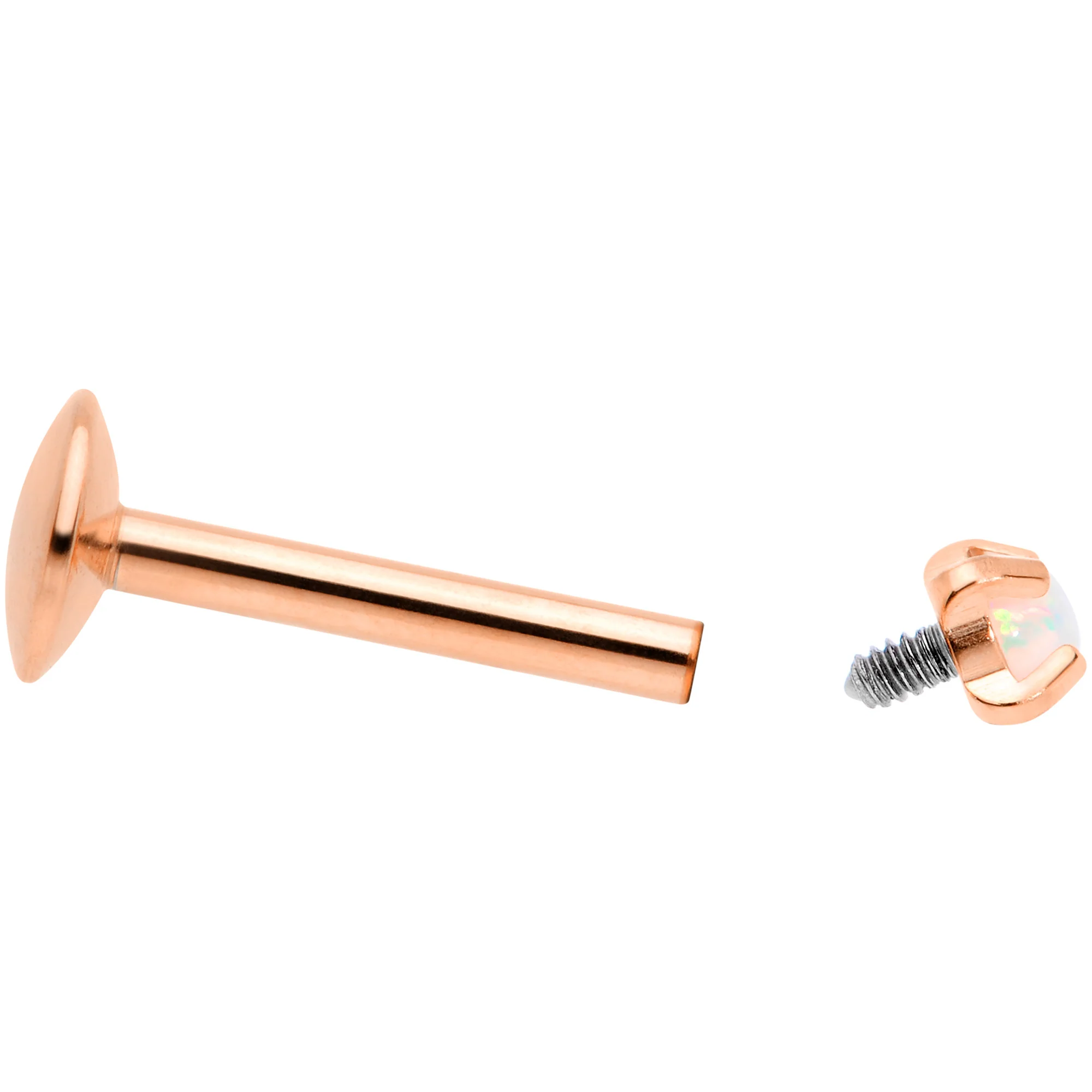 16G 5/16 2mm Syn Opal Rose Gold G23 Titanium Internal Thread Labret - Image 4