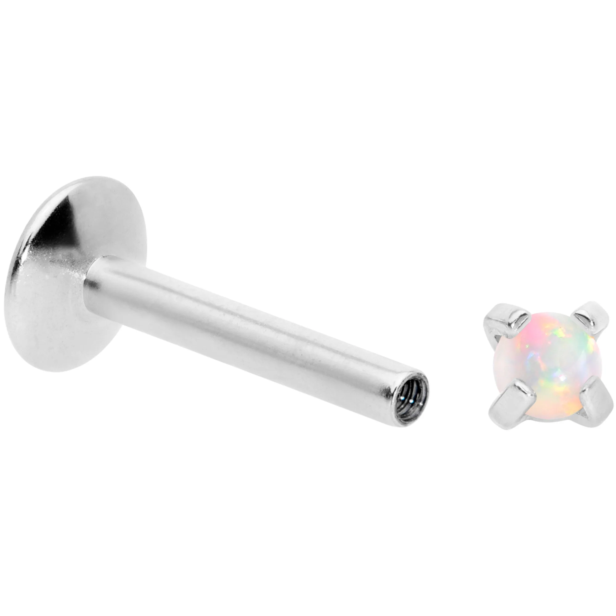 16G 5/16 2mm White Syn Opal G23 Titanium Internal Thread Labret - Image 3