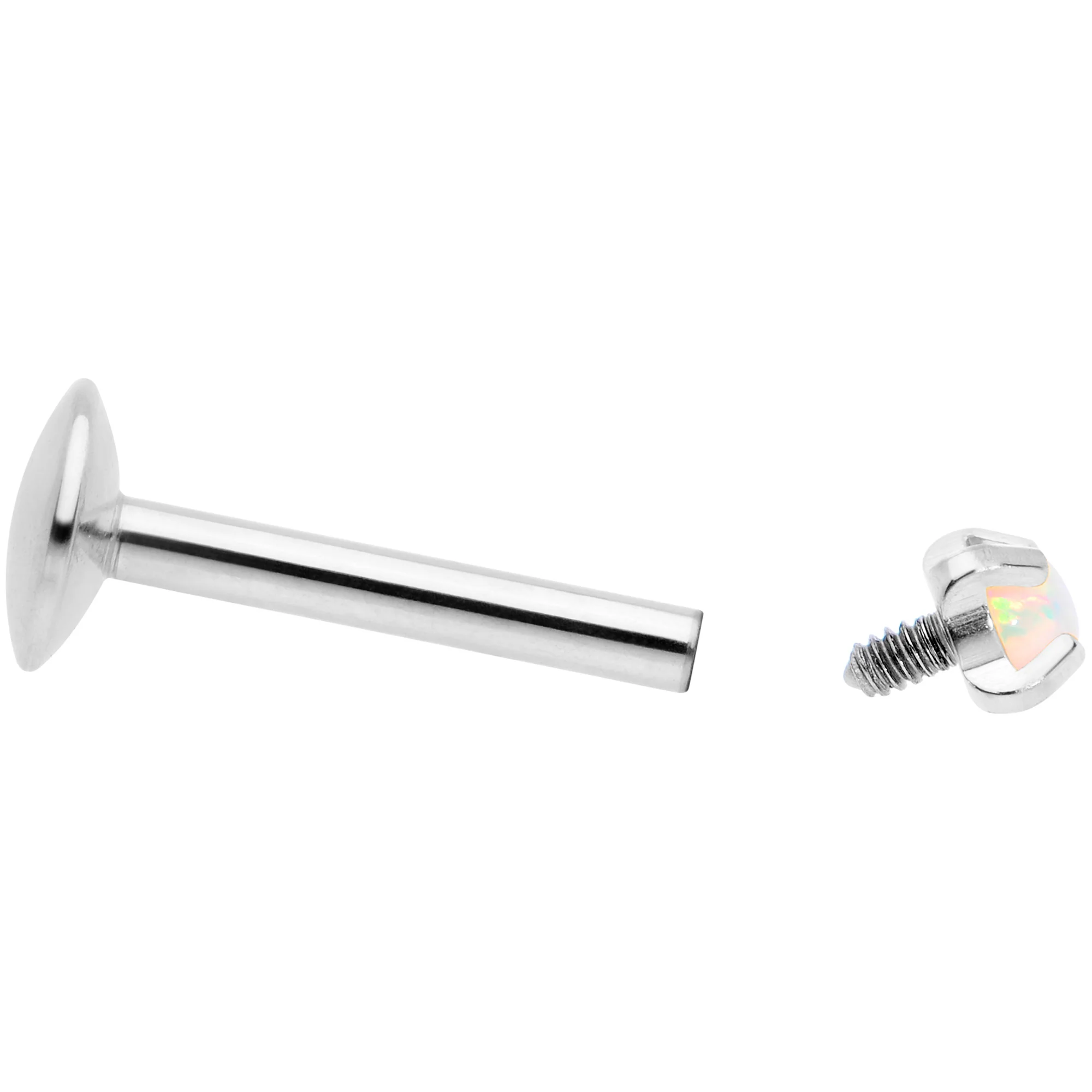 16G 5/16 2mm White Syn Opal G23 Titanium Internal Thread Labret - Image 4