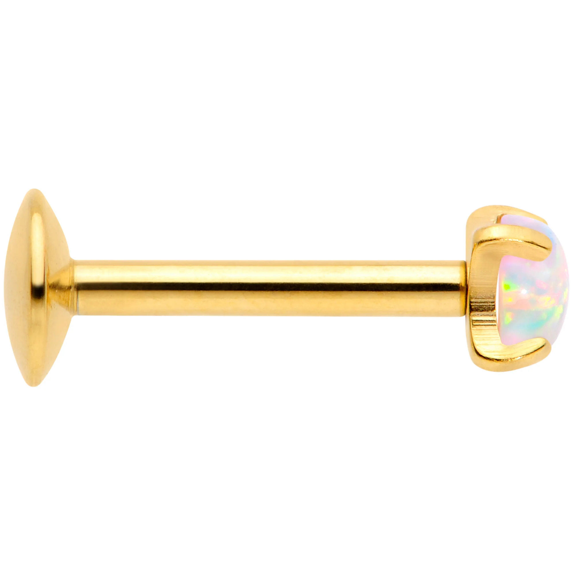 16G 5/16 3mm Syn Opal Gold G23 Titanium Internal Thread Labret - Image 2