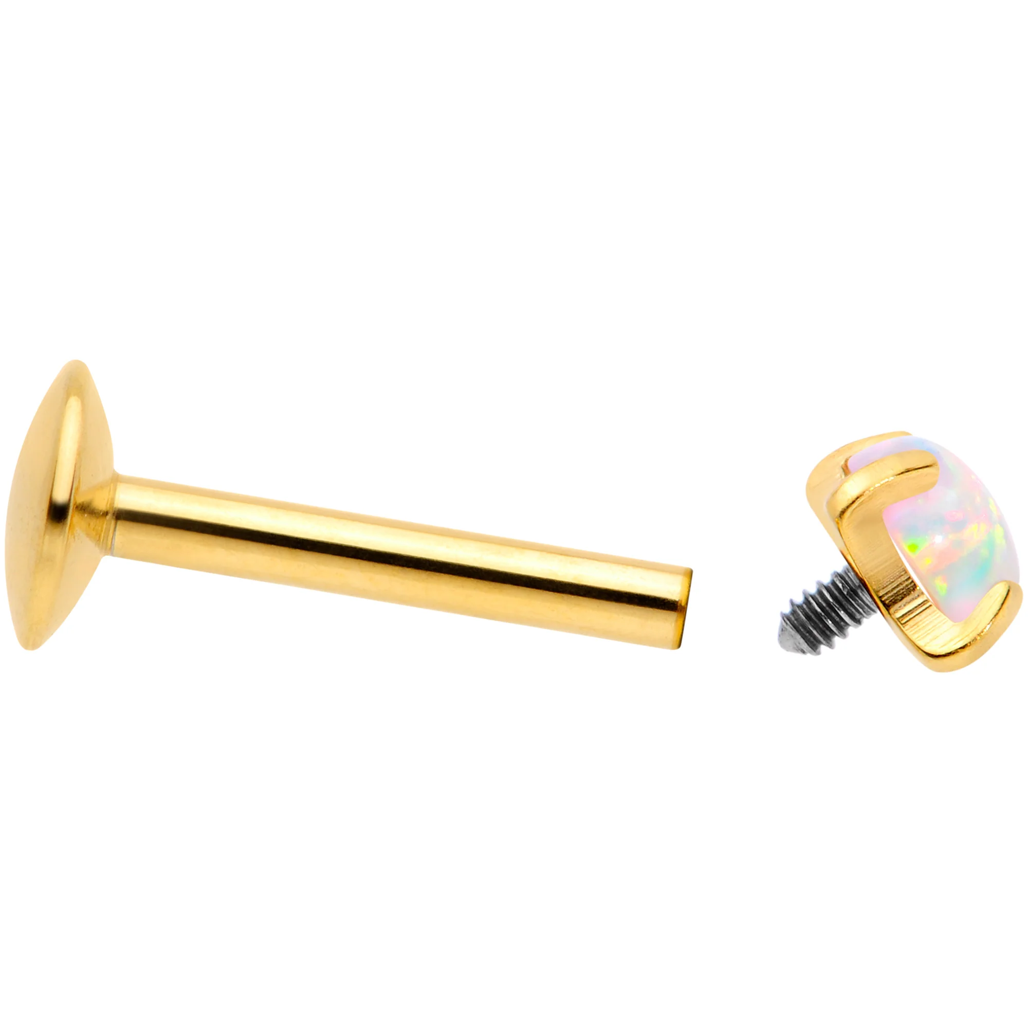 16G 5/16 3mm Syn Opal Gold G23 Titanium Internal Thread Labret - Image 4