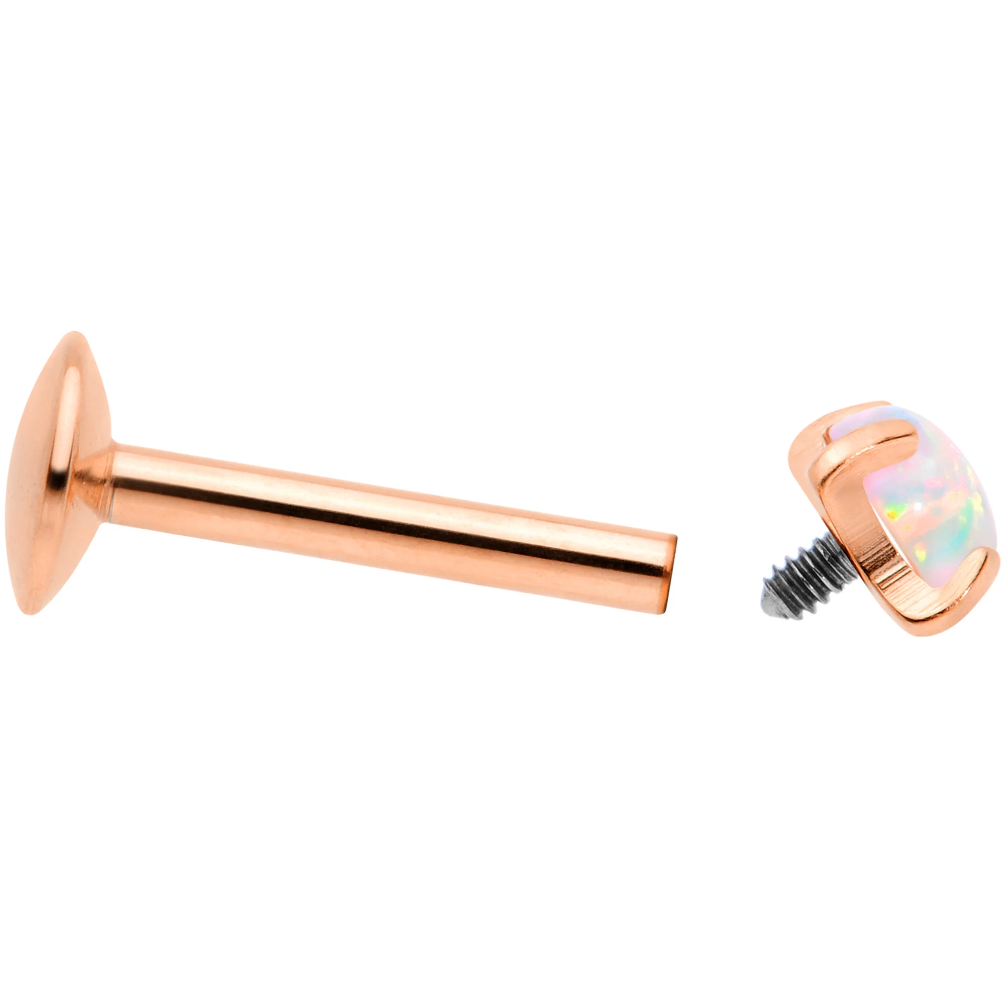 16G 5/16 3mm Syn Opal Rose Gold G23 Titanium Internal Thread Labret - Image 4