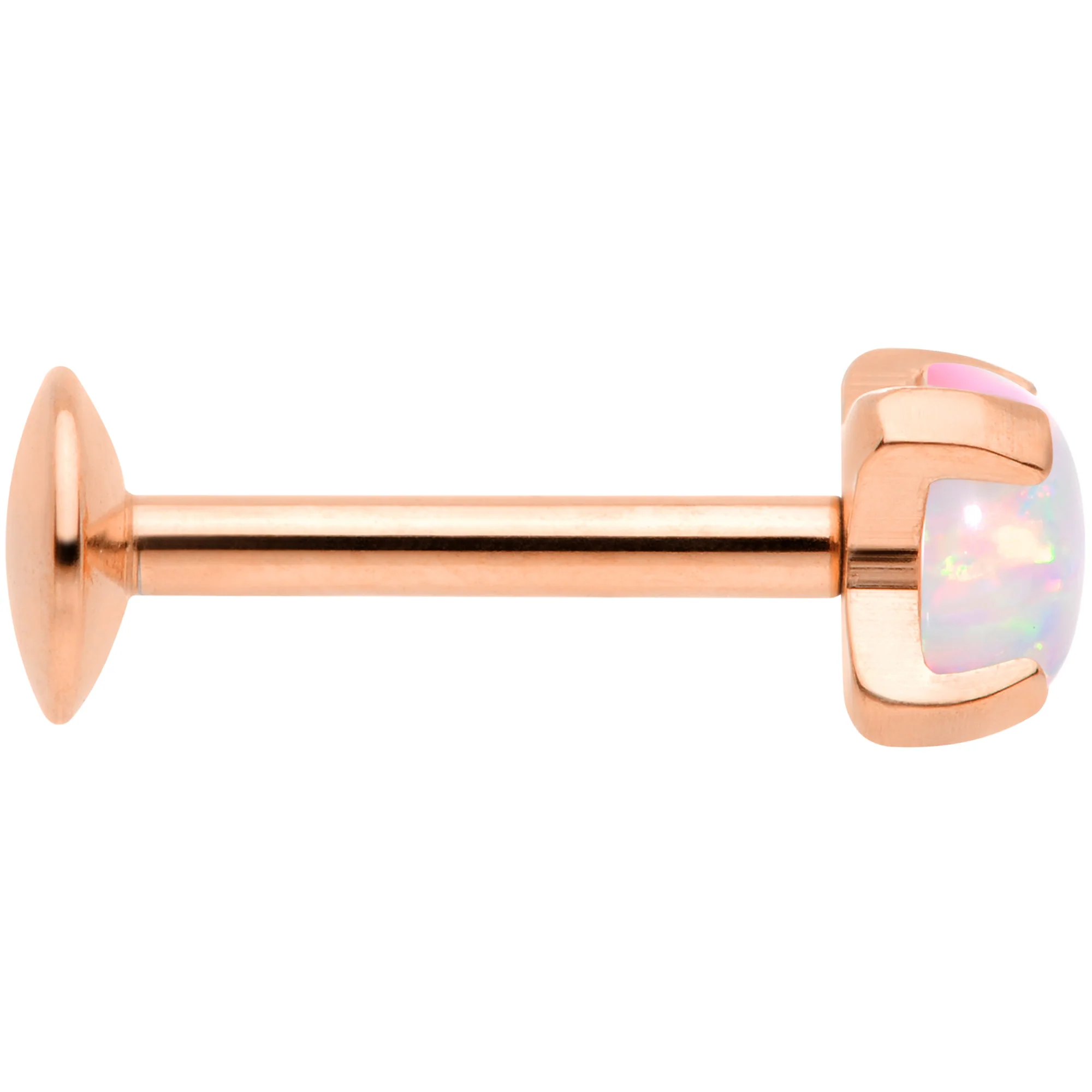 16G 5/16 4mm Syn Opal Rose Gold G23 Titanium Internal Thread Labret - Image 2