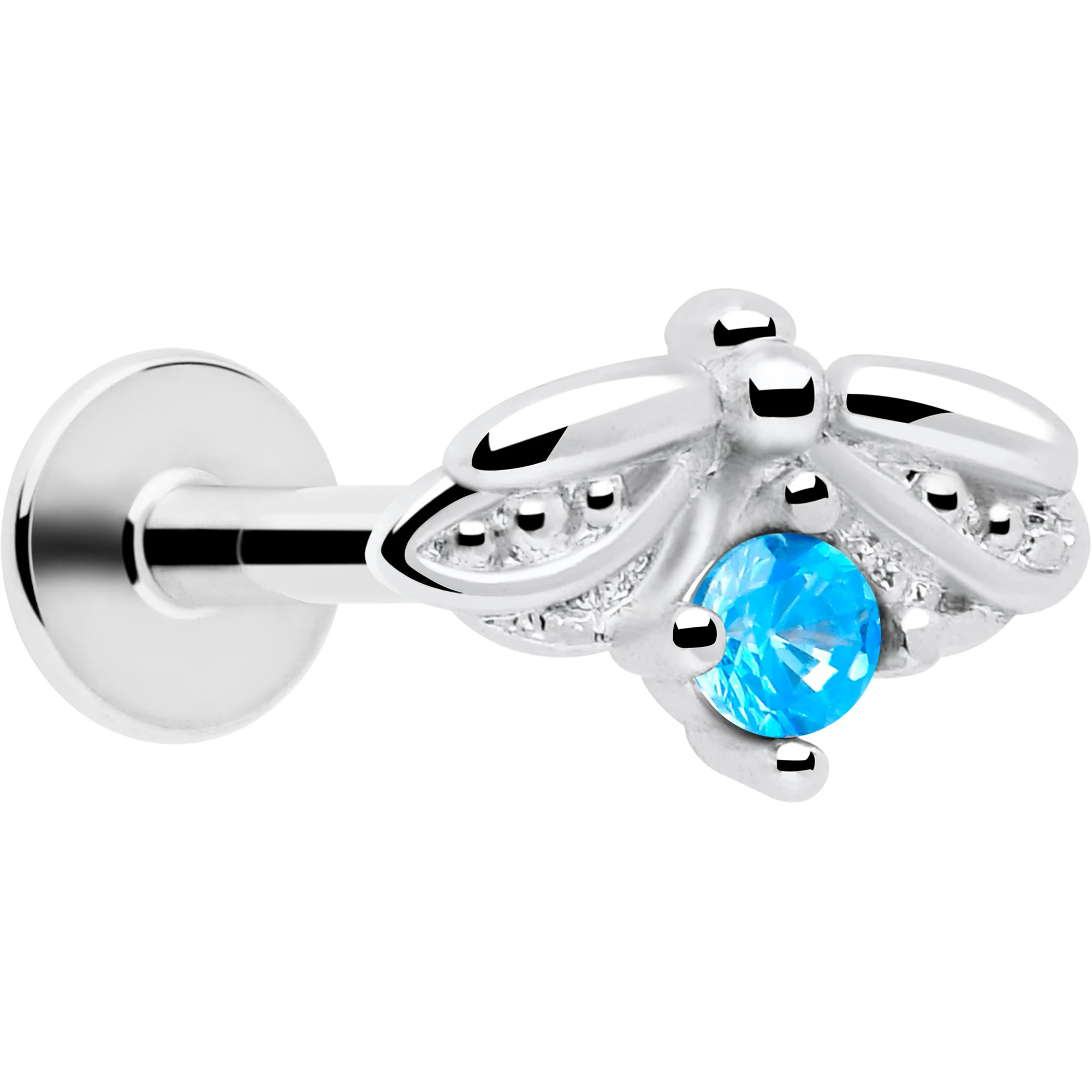 16G 5/16 Blue Gem Beauty Bug Labret Monroe Tragus