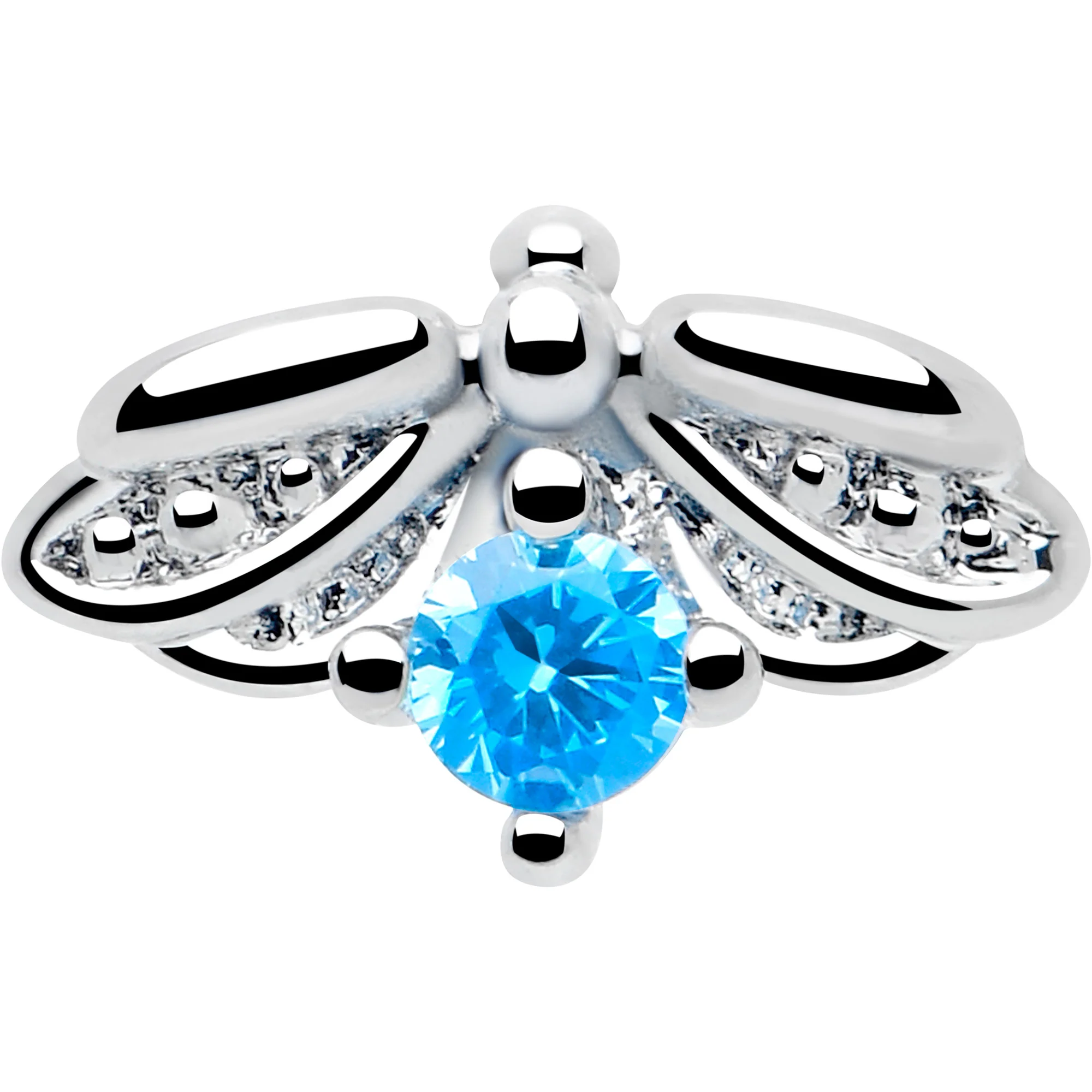 16G 5/16 Blue Gem Beauty Bug Labret Monroe Tragus - Image 3