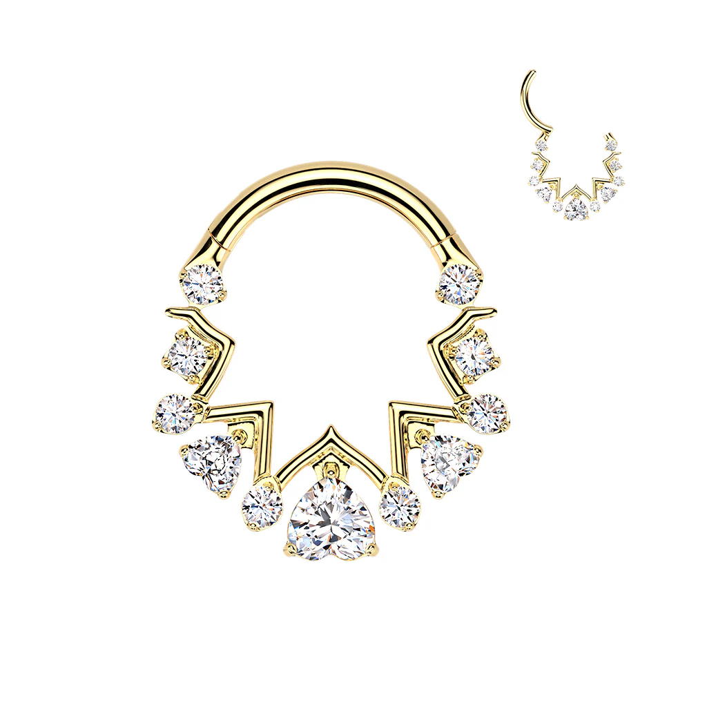 16G 5/16 CZ Gem Implant Grade Titanium Forward Facing Angles Hinged Segment Ring - Image 3