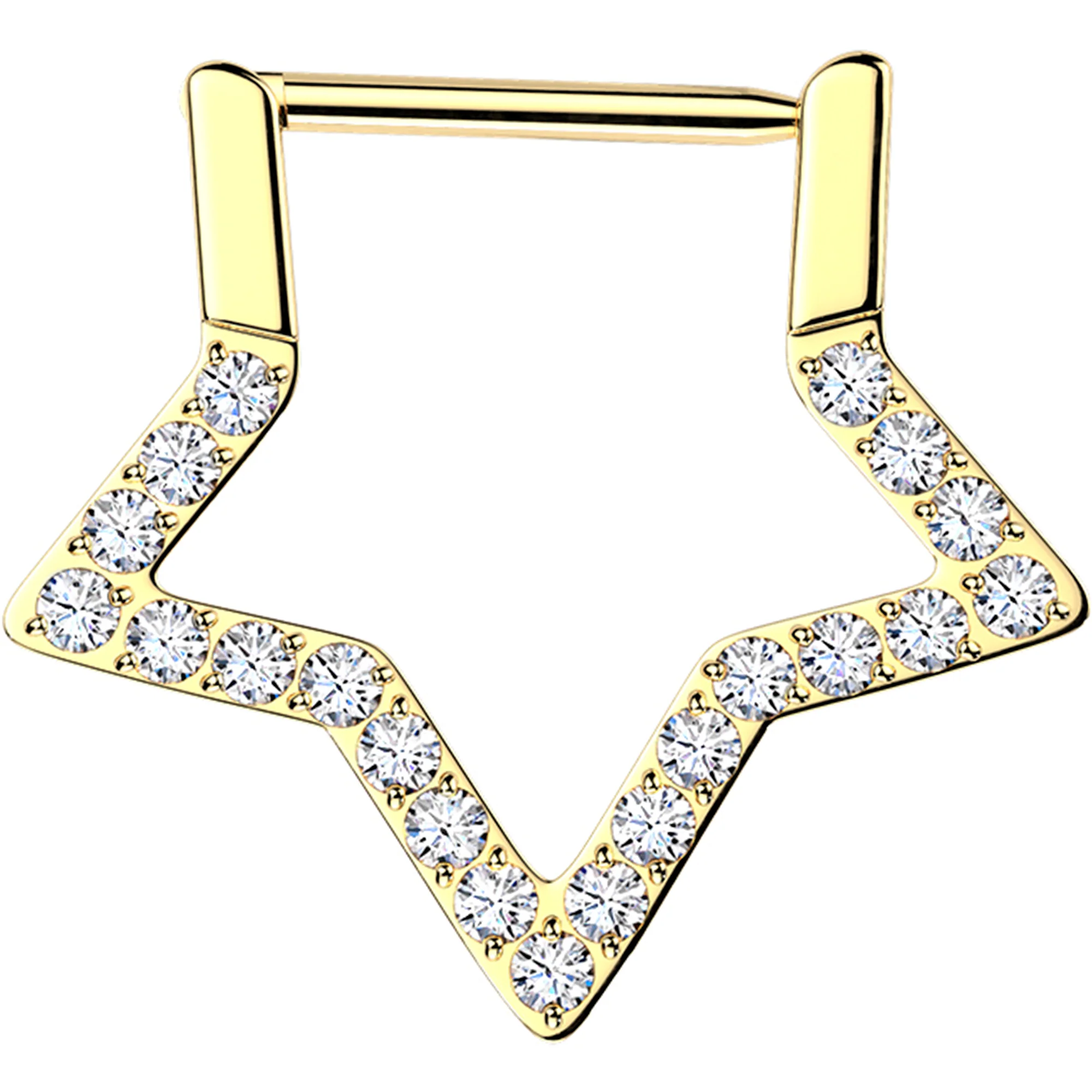 16G 5/16 CZ Gem Implant Titanium Star Shaped Hinged Segment Ring - Image 4