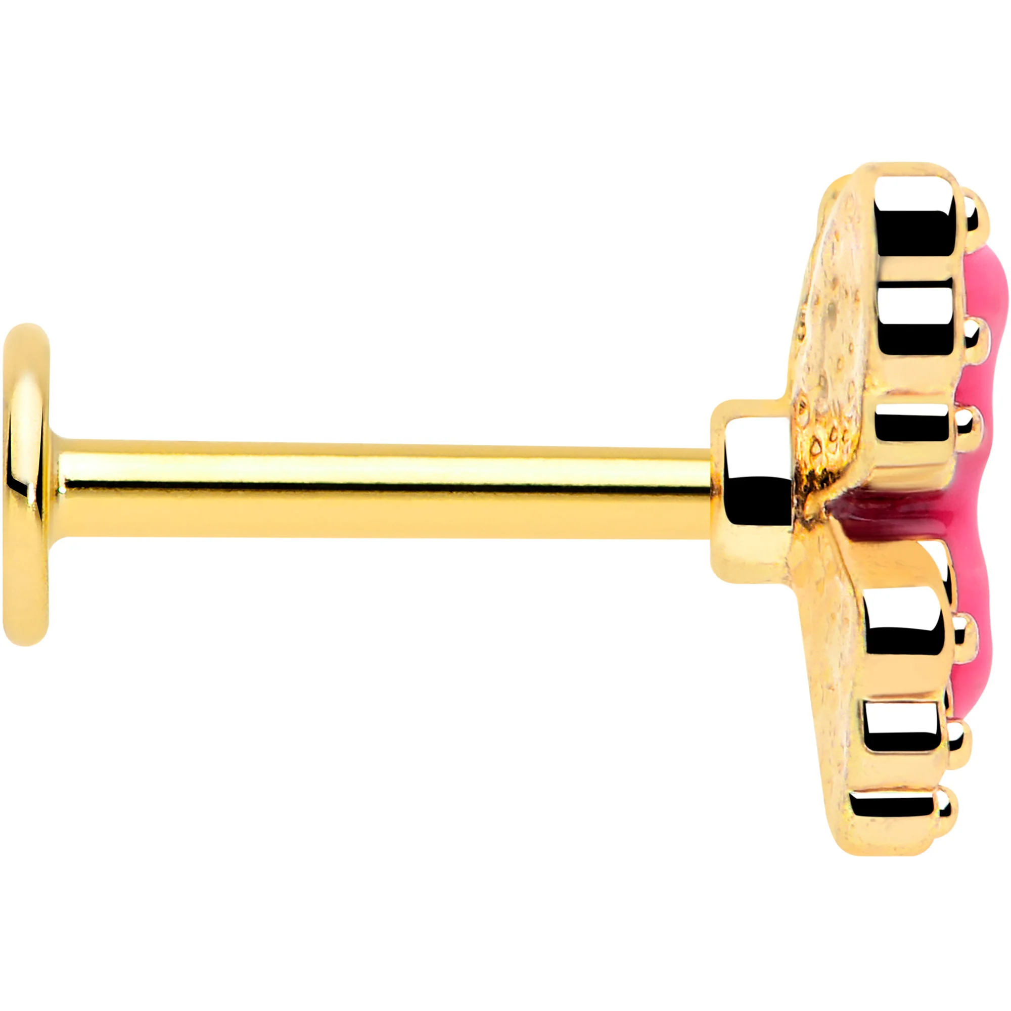 16G 5/16 Gold Tone Butterfly Pink Splash Labret Monroe Tragus - Image 4