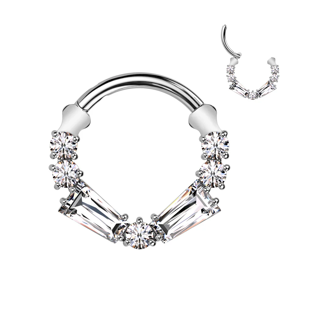 16G 5/16 Implant Grade Titanium Forward Facing Extravagance CZ Hinged Segment Ring - Image 2