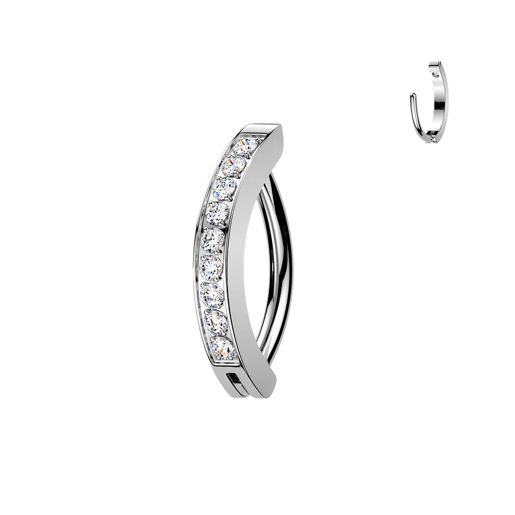 16G 5/16 Implant Grade Titanium Micro Gem Hinged Hoop Eyebrow Ring Cartilage Clicker Earring - Image 5