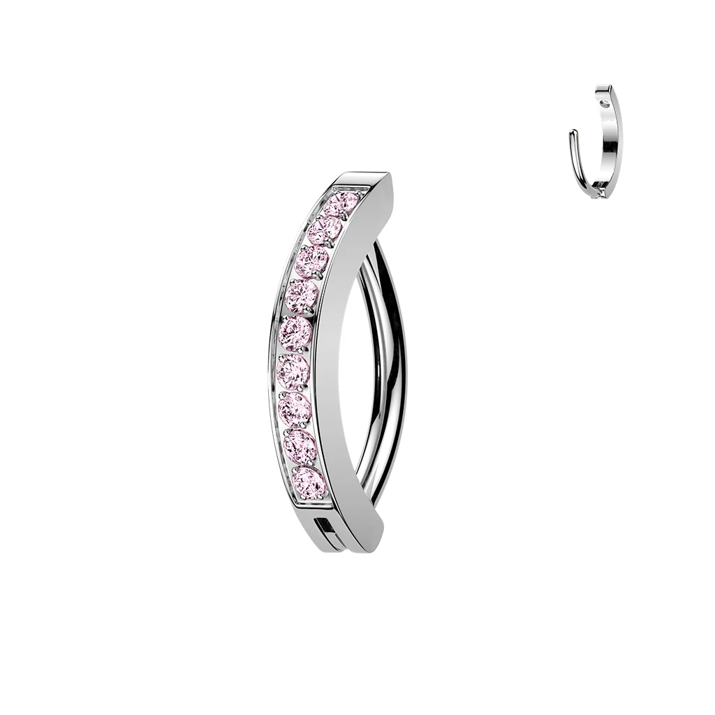 16G 5/16 Implant Grade Titanium Micro Gem Hinged Hoop Eyebrow Ring Cartilage Clicker Earring - Image 7