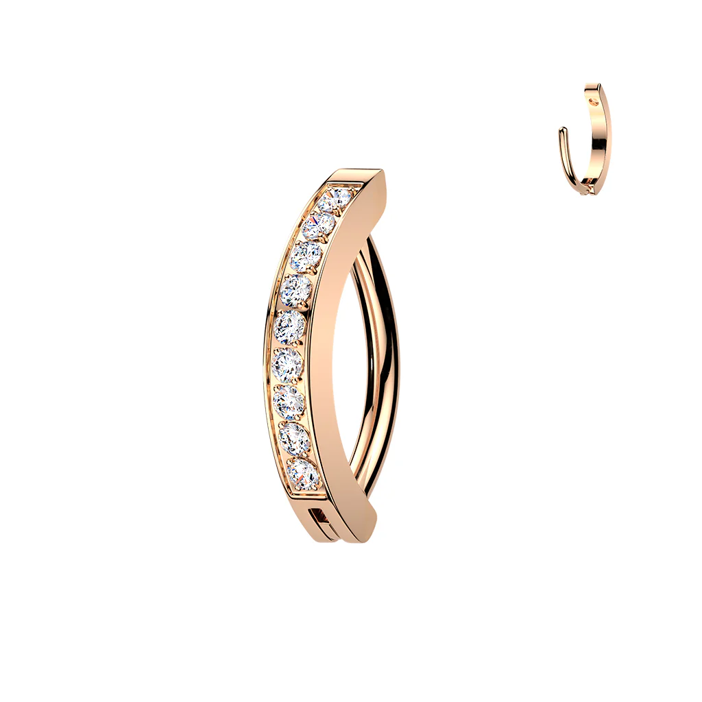 16G 5/16 Implant Grade Titanium Micro Gem Hinged Hoop Eyebrow Ring Cartilage Clicker Earring - Image 8
