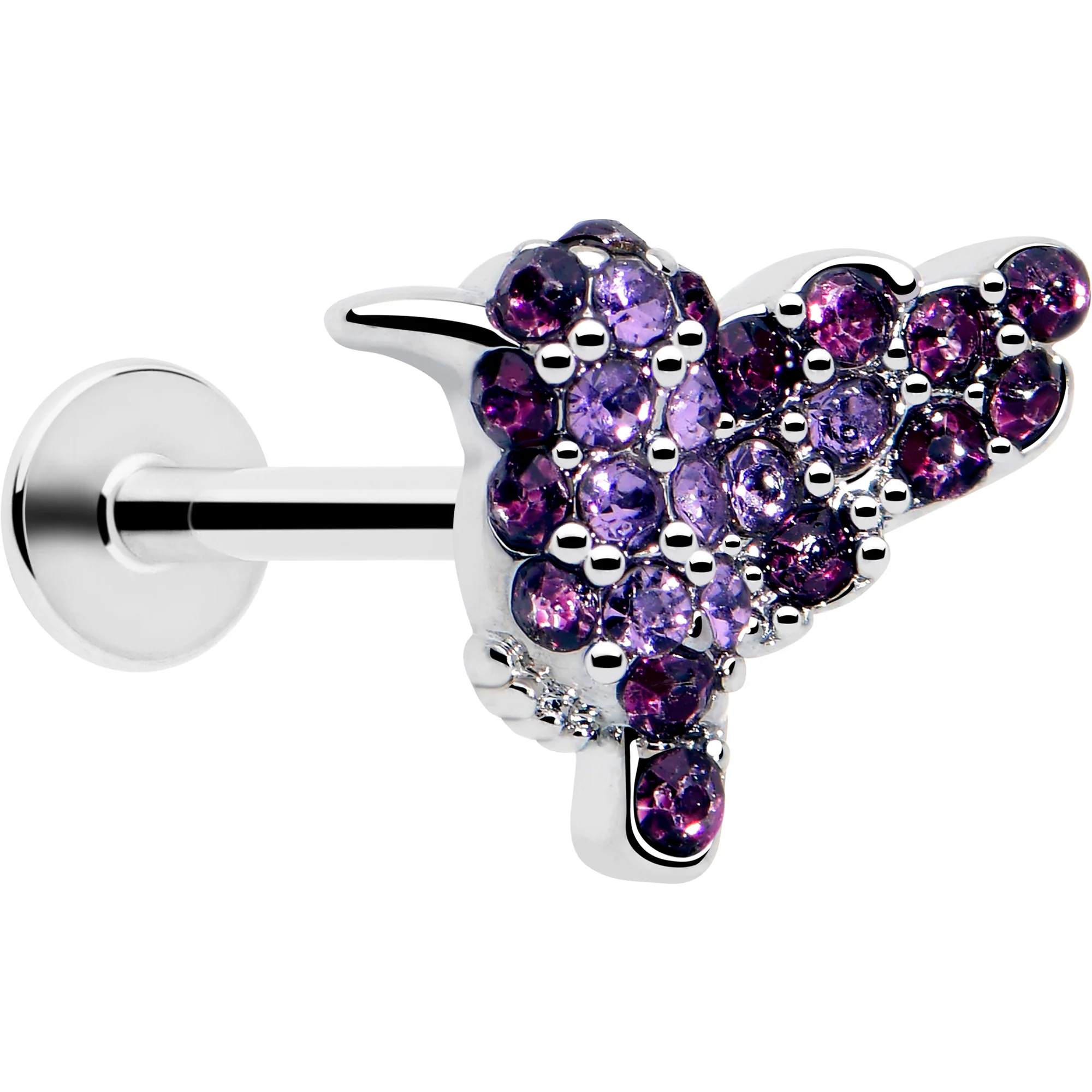 16G 5/16 Purple Gem Hummingbird Flair Labret Monroe Tragus