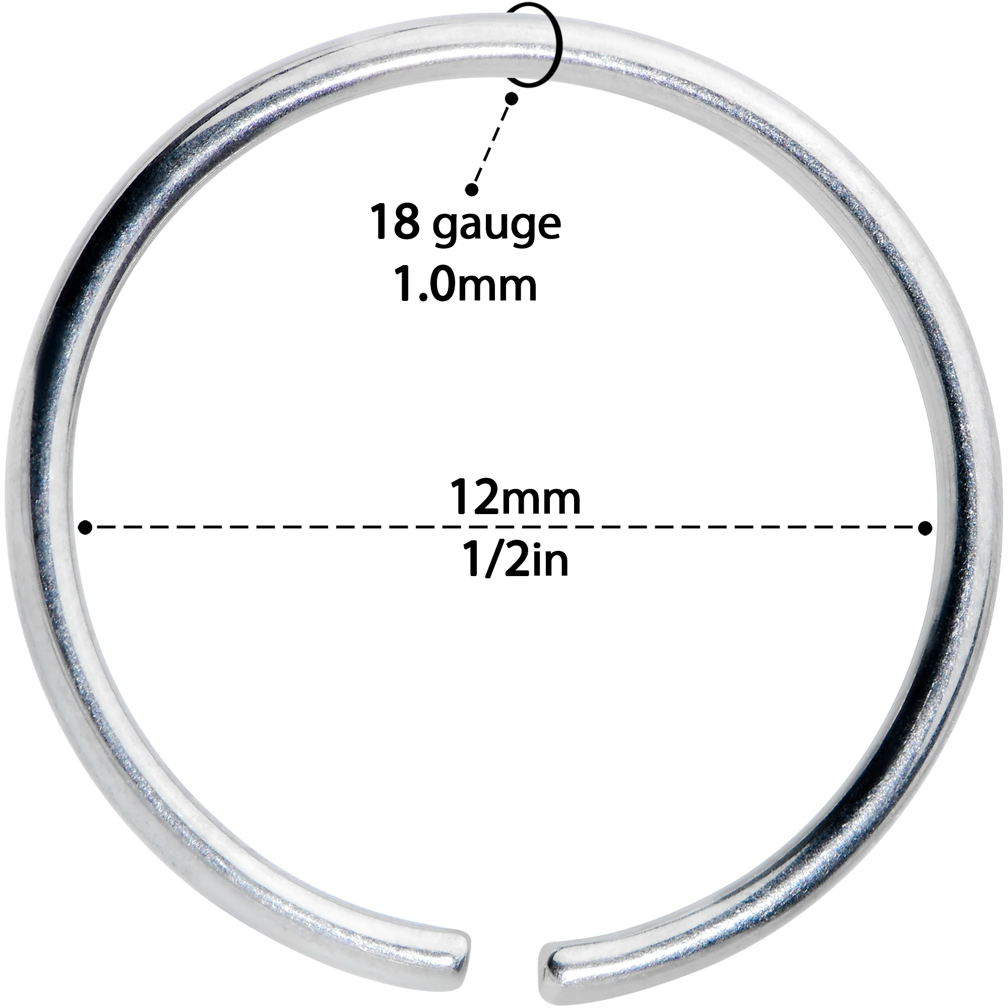 18G 1/2 Grade 23 Titanium Bendable Hoop Ring - Image 3