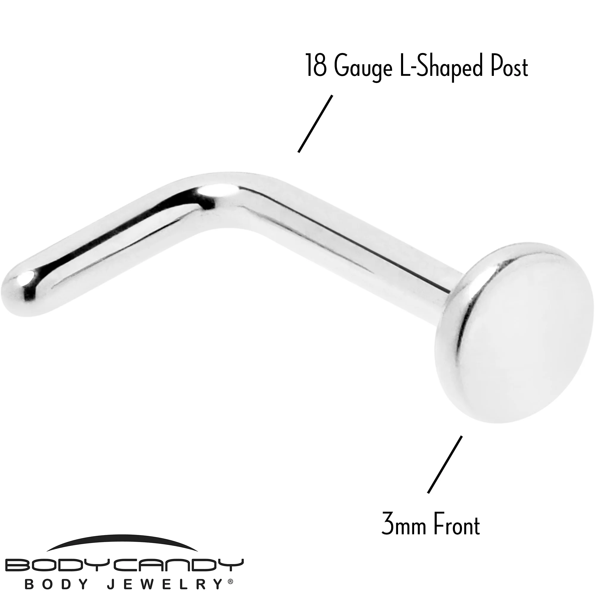 18G 1/4 ASTM F-136 Implant Grade Titanium 3mm Disc End L Shape Nose Ring - Image 4