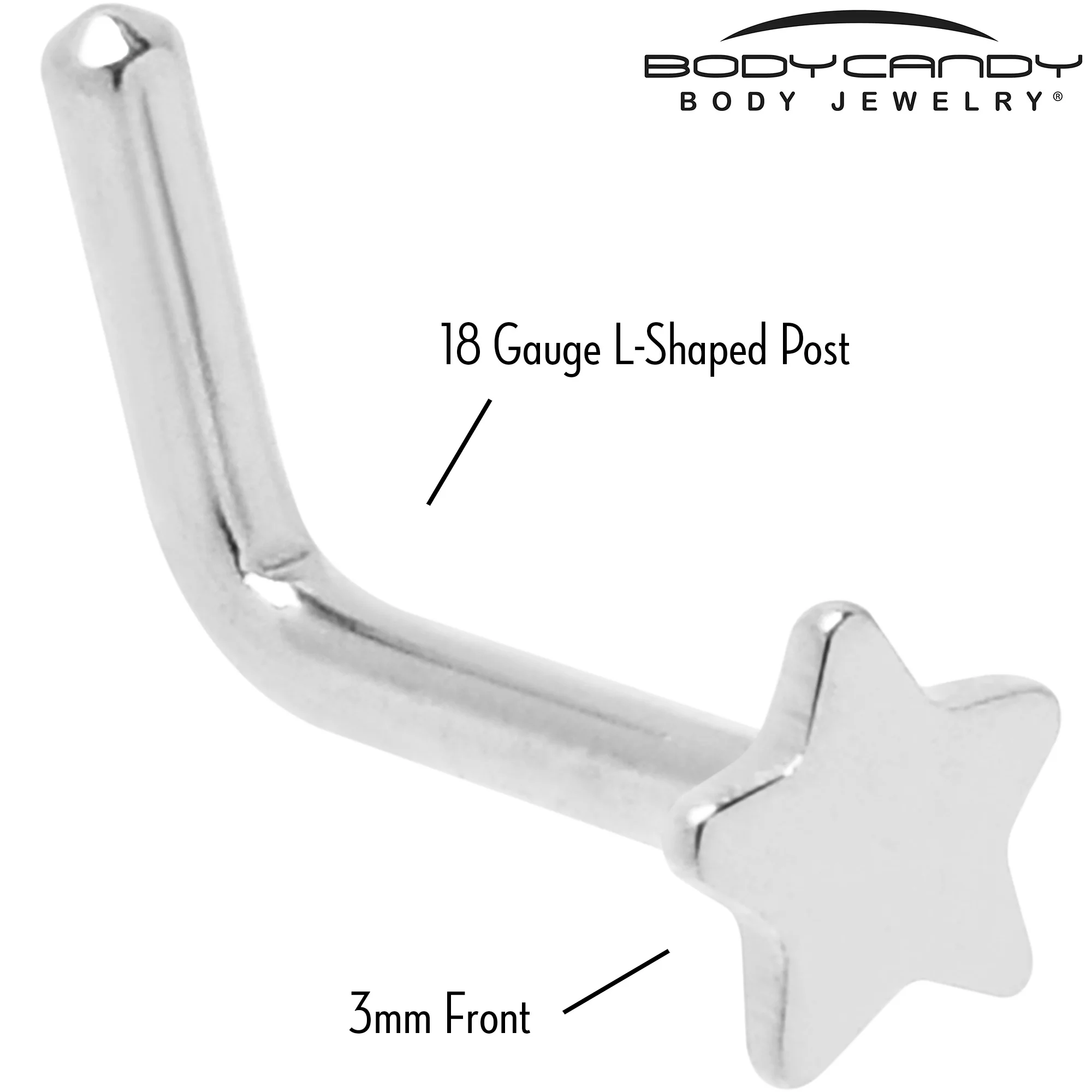 18G 1/4 ASTM F-136 Implant Grade Titanium Star End L Shape Nose Ring - Image 3