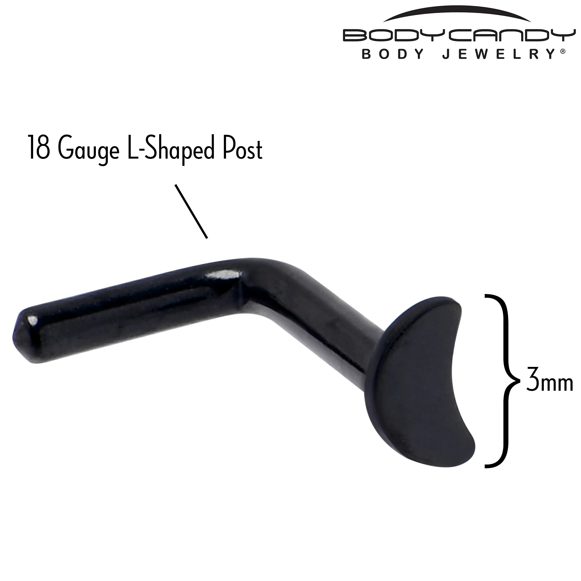 18G 1/4 Black ASTM F-136 Implant Grade Titanium Moon End L Shape Nose Ring - Image 4