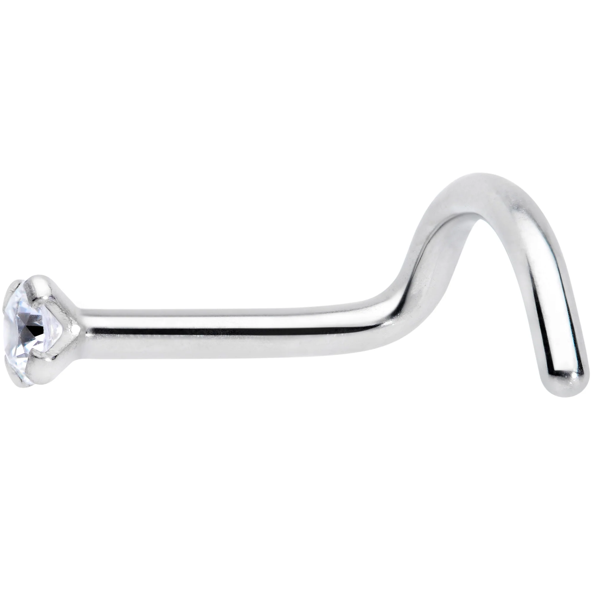 18G 1/4 Clear 2mm CZ Gem Grade 23 Titanium Left Side Nose Screw - Image 2