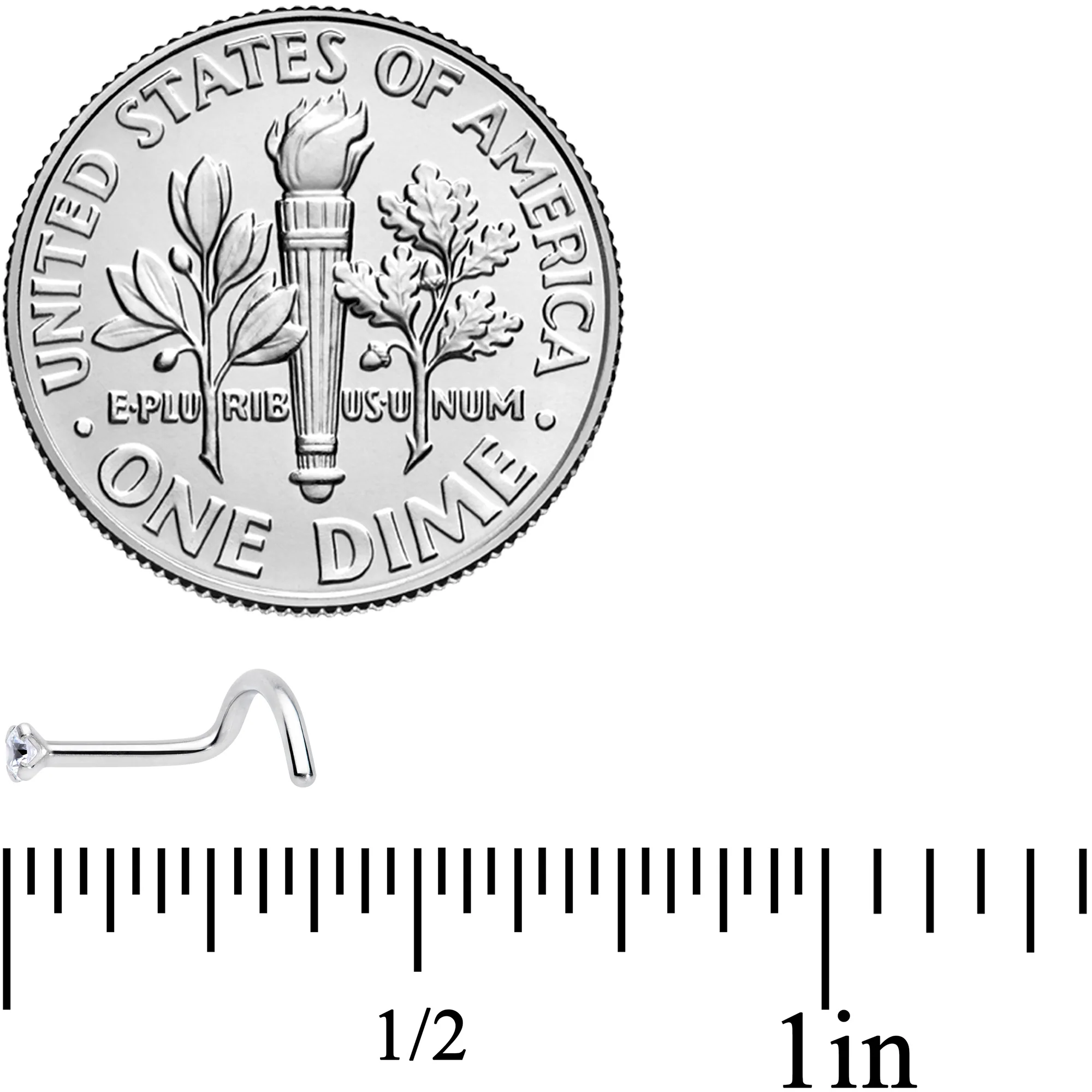 18G 1/4 Clear 2mm CZ Gem Grade 23 Titanium Left Side Nose Screw - Image 3