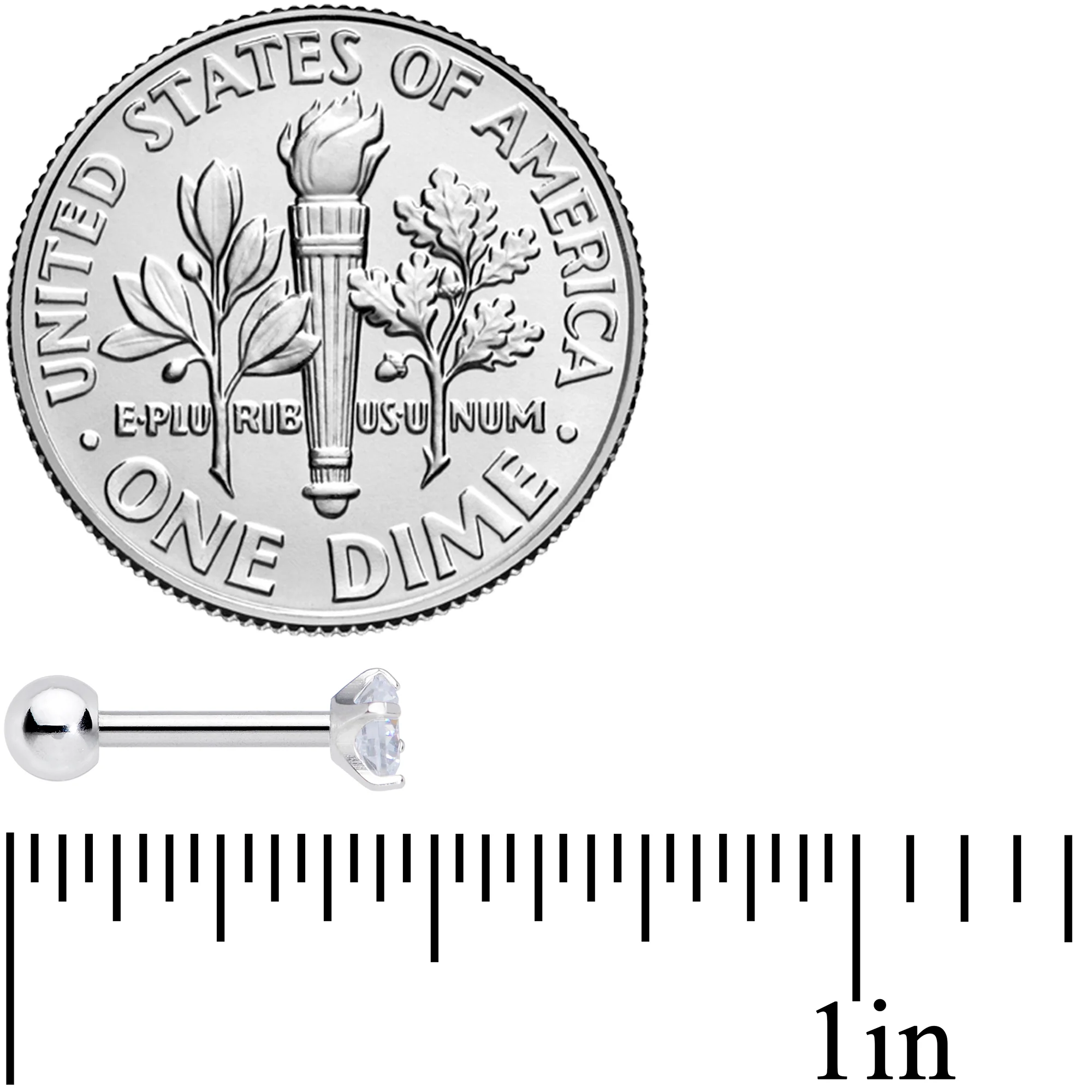 18G 1/4 Clear CZ Gem G23 Titanium 3mm Cartilage Tragus Earring - Image 5