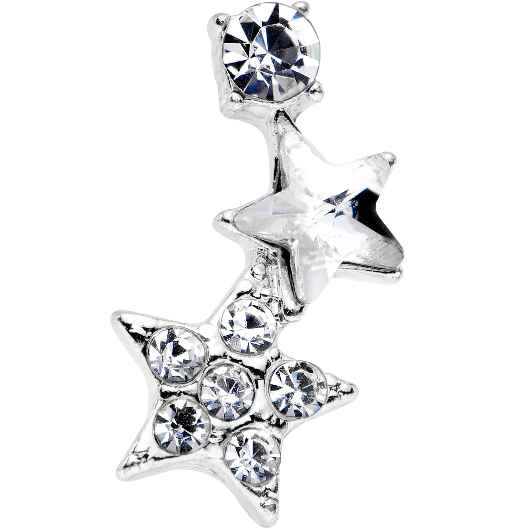 18G 1/4 Clear Gem Star Cartilage Tragus Earring - Image 2