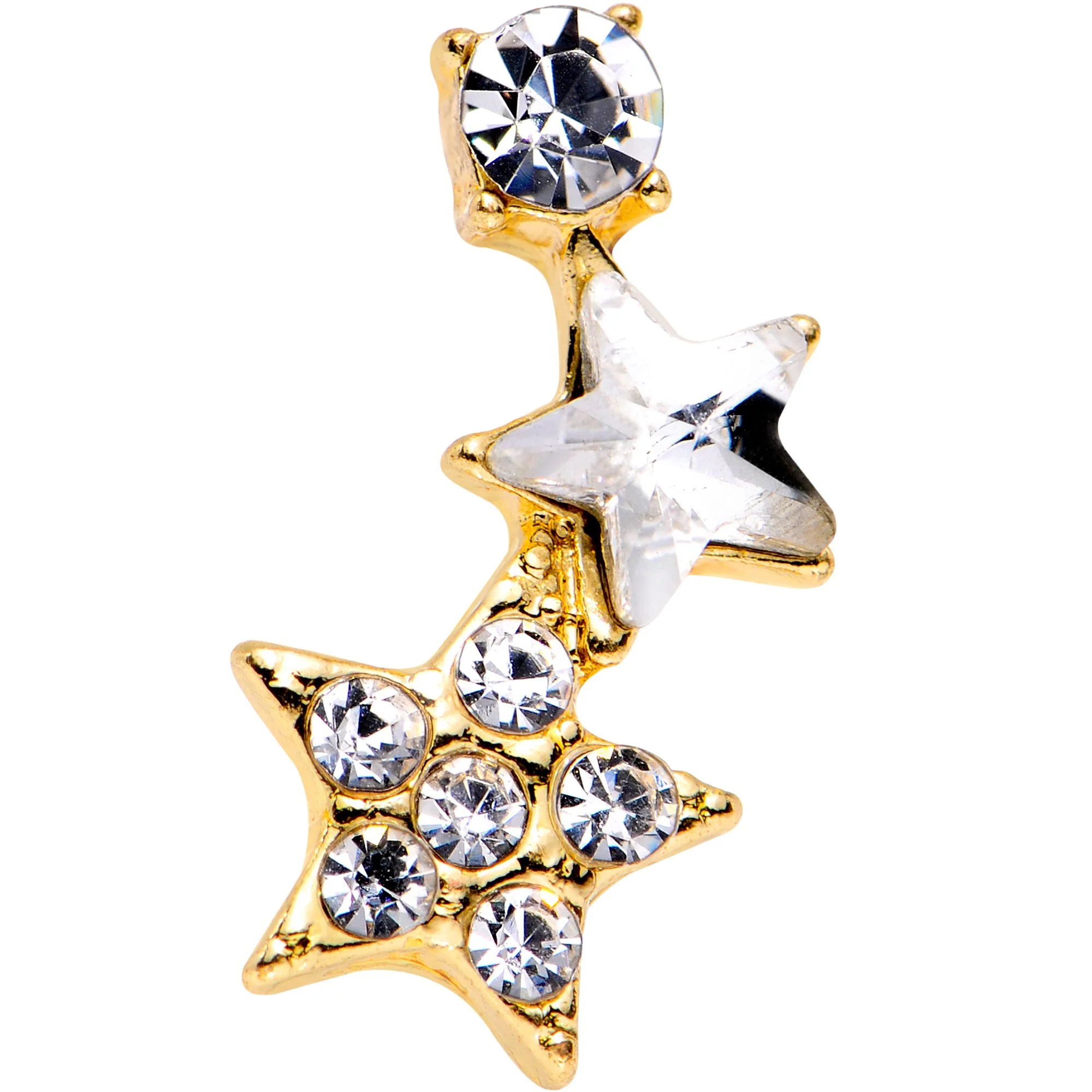 18G 1/4 Clear Gem Star Gold Plated Cartilage Tragus Earring - Image 2