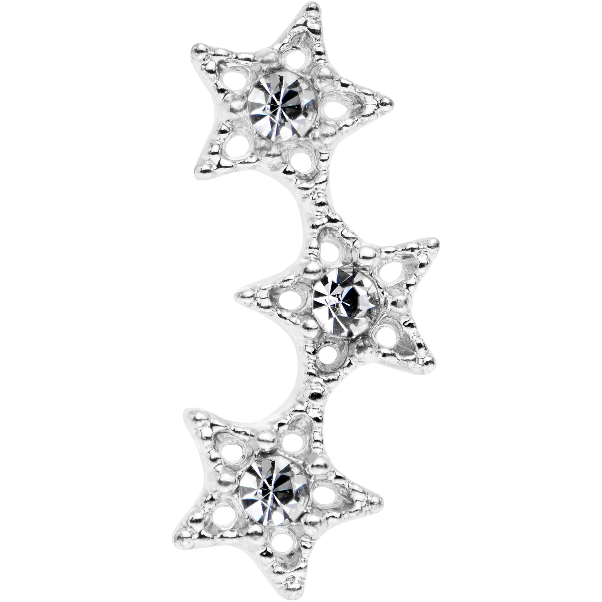 18G 1/4 Clear Gem Star Trio Cartilage Tragus Earring - Image 2