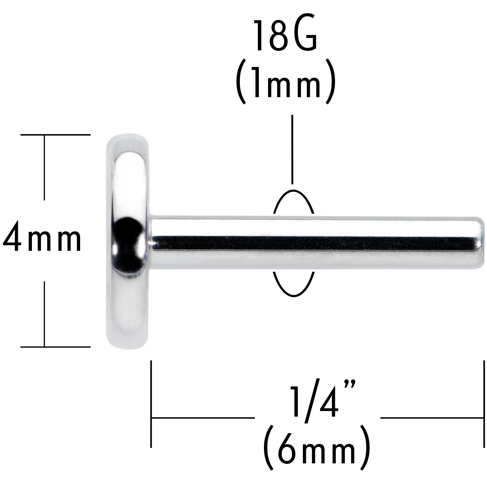 18G 1/4 G23 Titanium Threadless Post Only Labret Tragus - Image 6