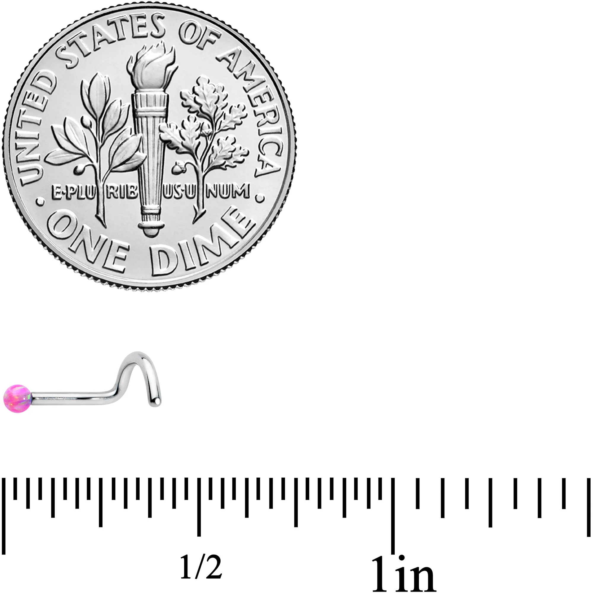 18G 1/4 Pink Synth Opal G23 Titanium Threadless Left Nose Screw - Image 3