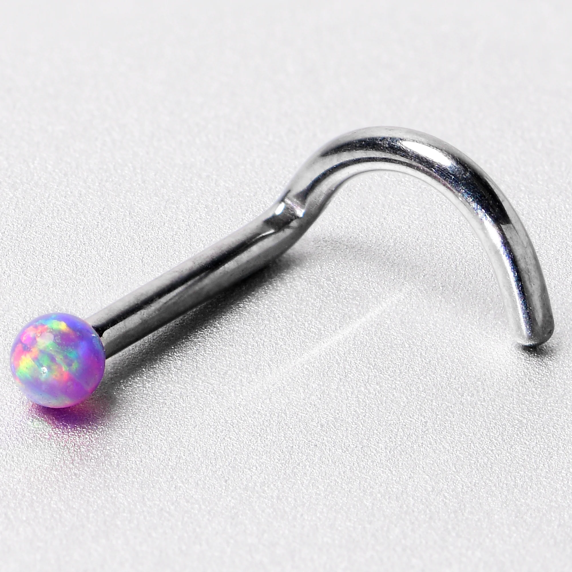18G 1/4 Purple Synth Opal G23 Titanium Threadless Left Nose Screw - Image 7