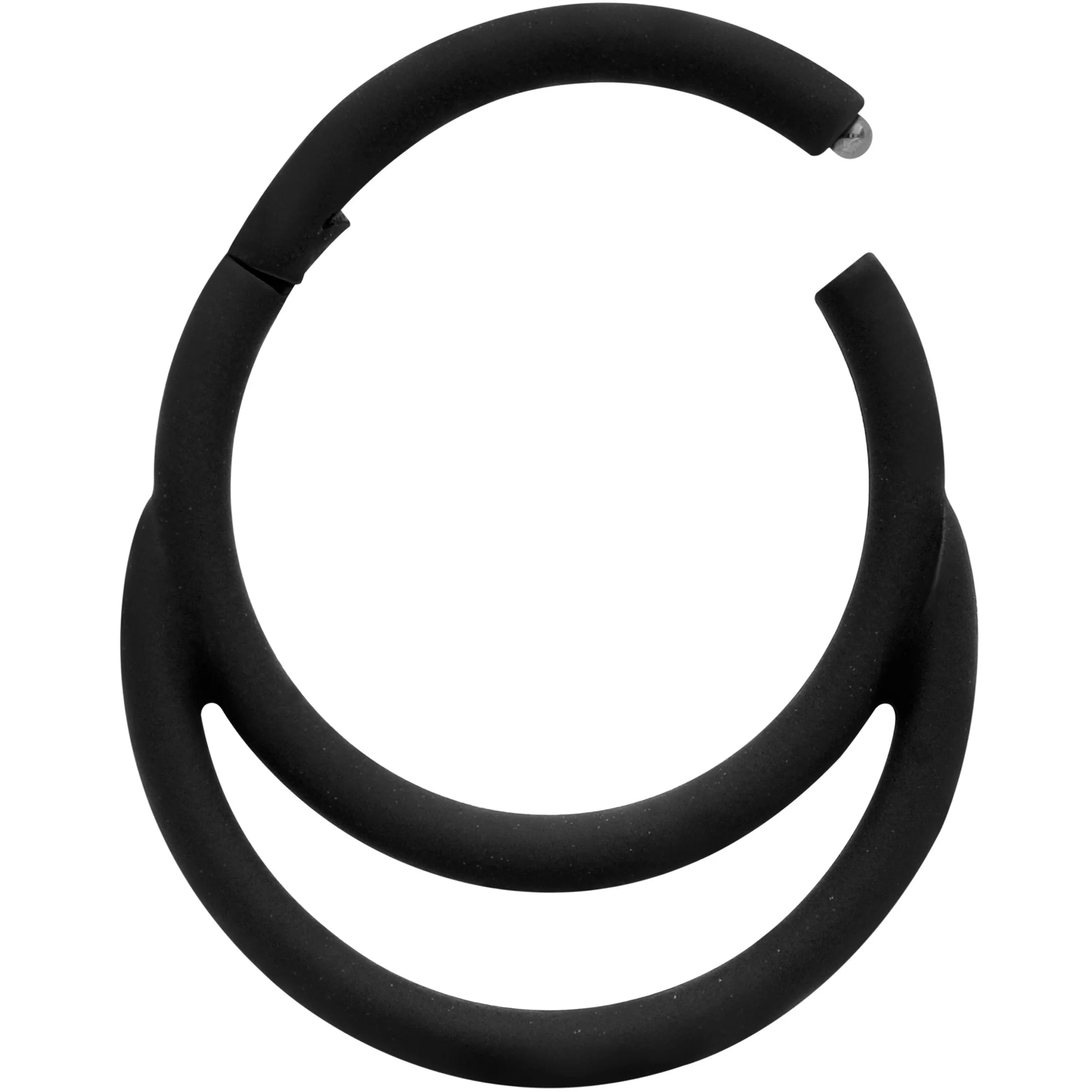 18G 3/8 Black Matte Double Circle Cartilage Hinged Segment Ring - Image 2