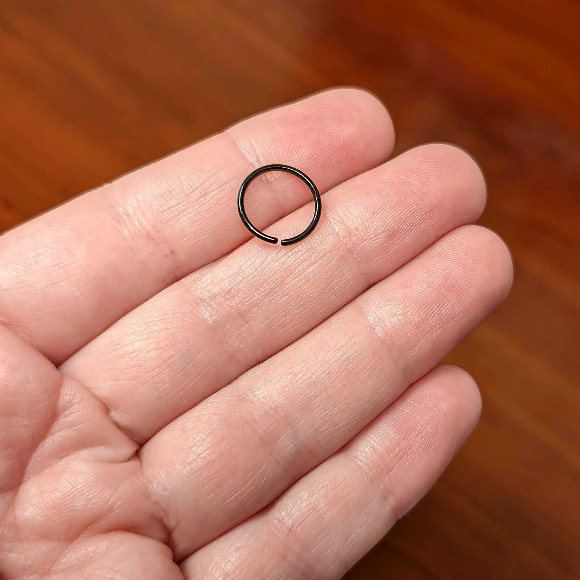 18G 3/8 Black PVD Grade 23 Titanium Bendable Hoop Ring - Image 4
