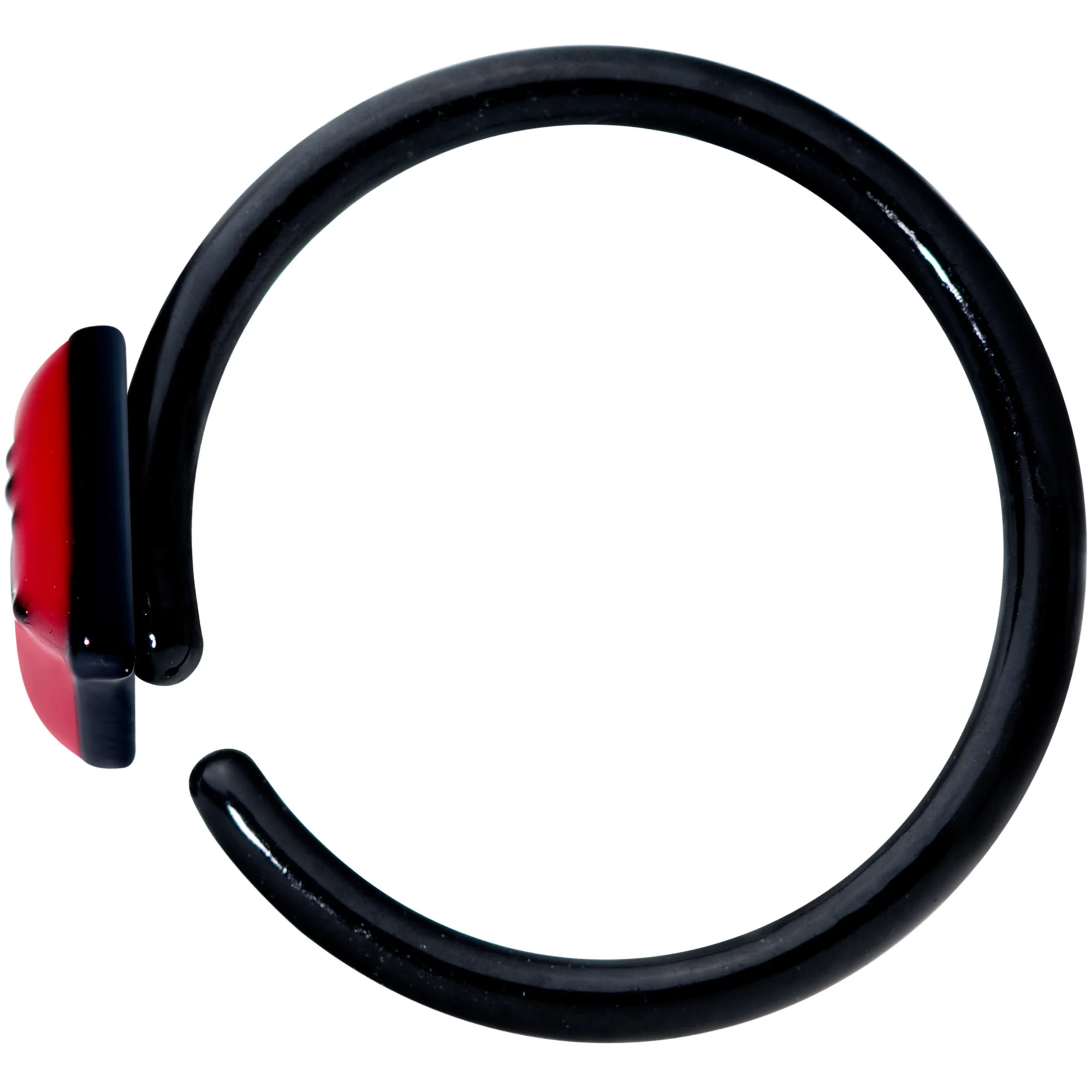 18G 3/8 Black Red Sneering Bite Lips Nose Hoop - Image 3