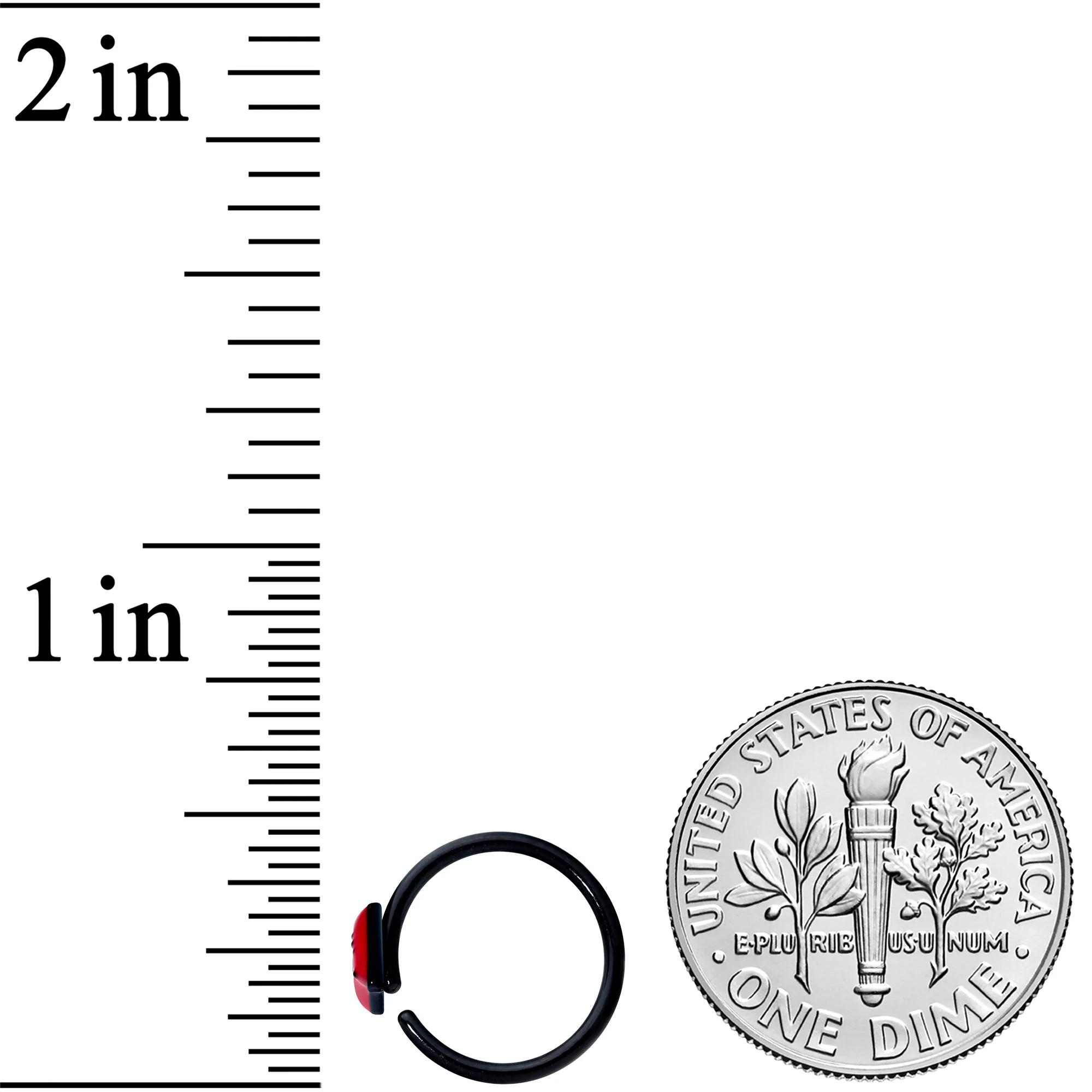18G 3/8 Black Red Sneering Bite Lips Nose Hoop - Image 4