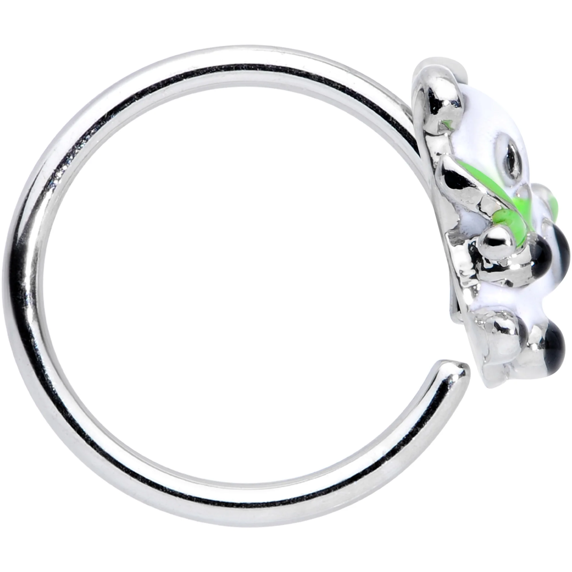18G 3/8 Black White Hungry Panda Nose Hoop - Image 3