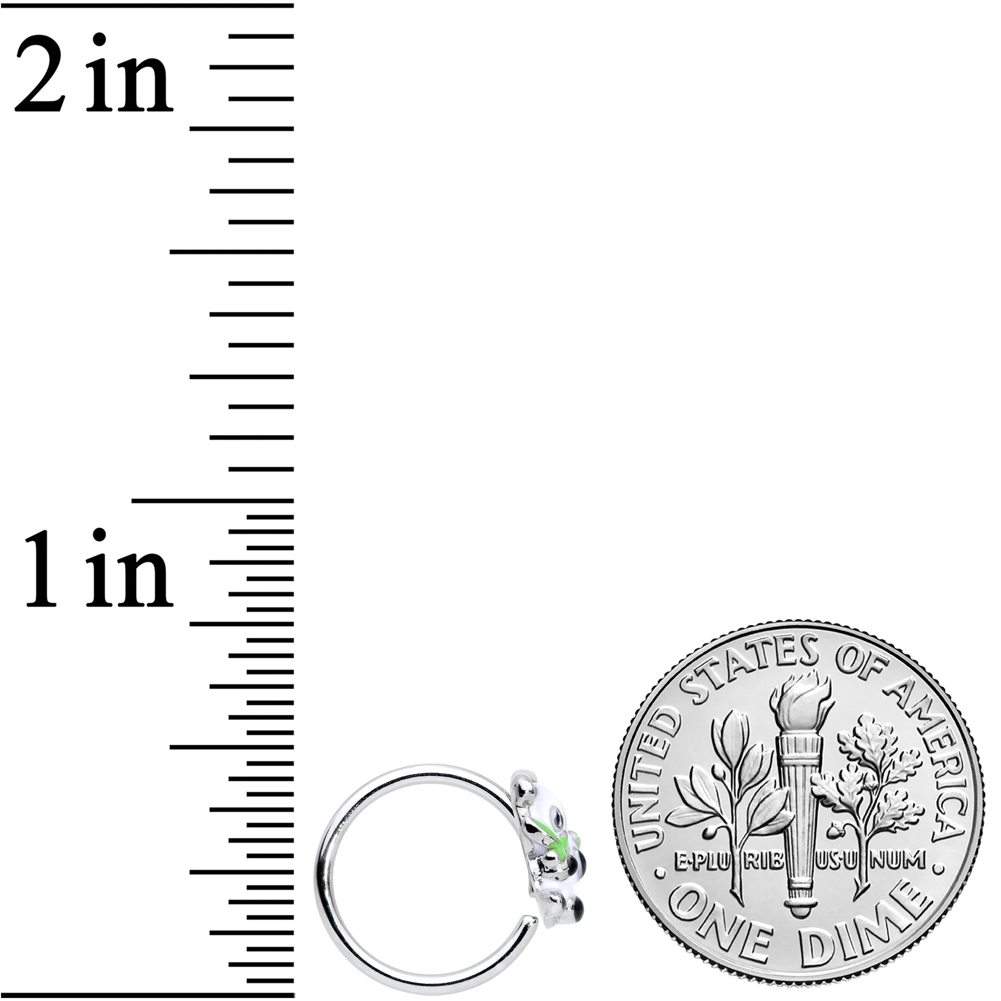 18G 3/8 Black White Hungry Panda Nose Hoop - Image 4